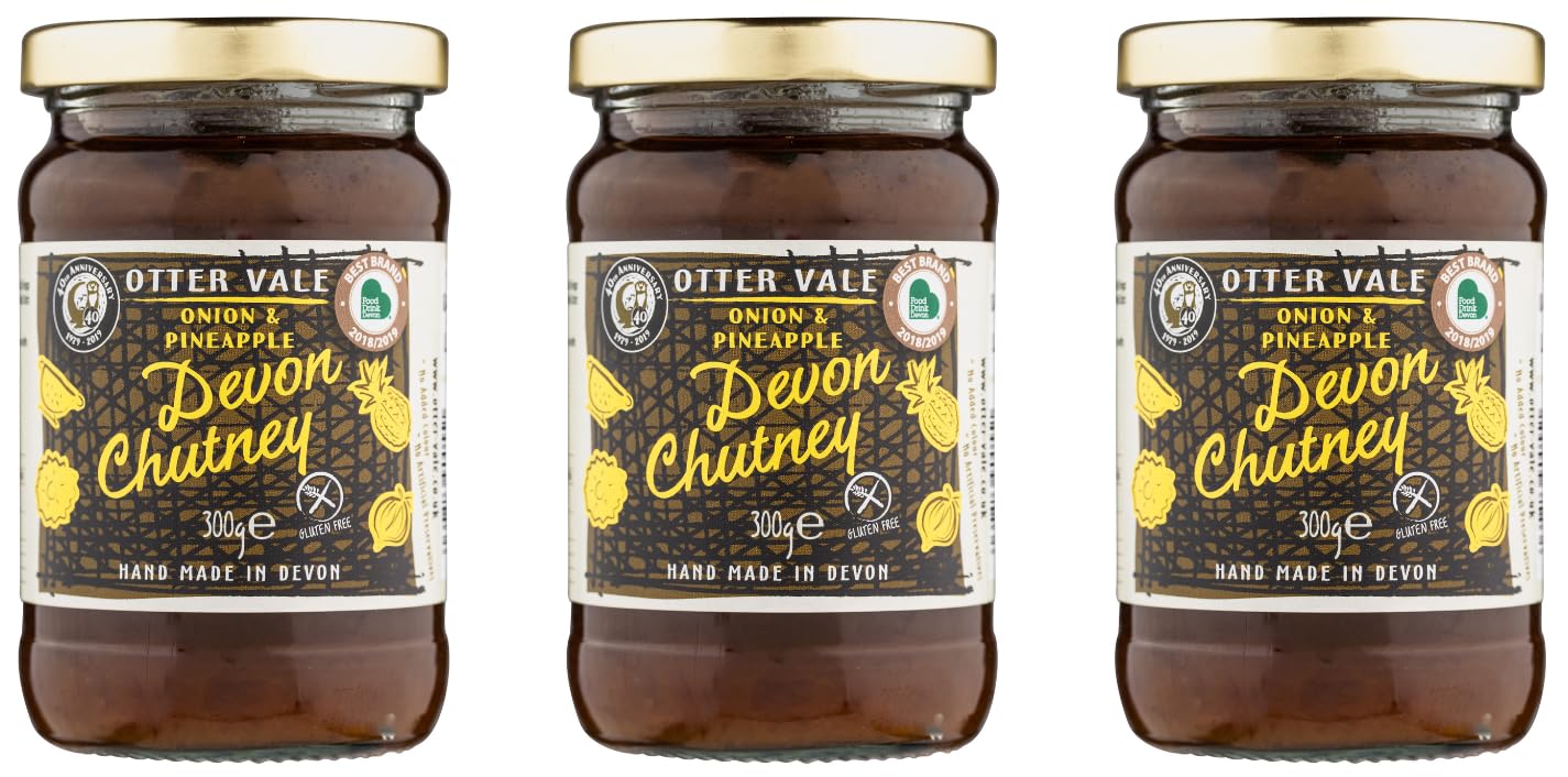 Otter Vale Devon Onion & Pineapple Chutney - Gluten-Free, Award-Winning | 3 x 300g Jars 1