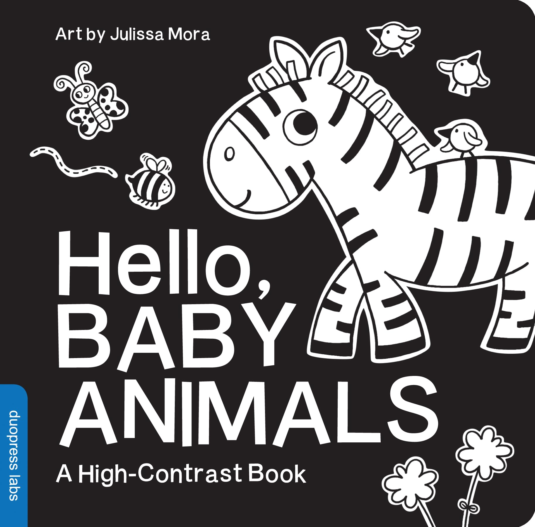 Duopress Hello, Baby Animals - High-Contrast Black-and-White Board Book for Newborns | Illustrated | English
