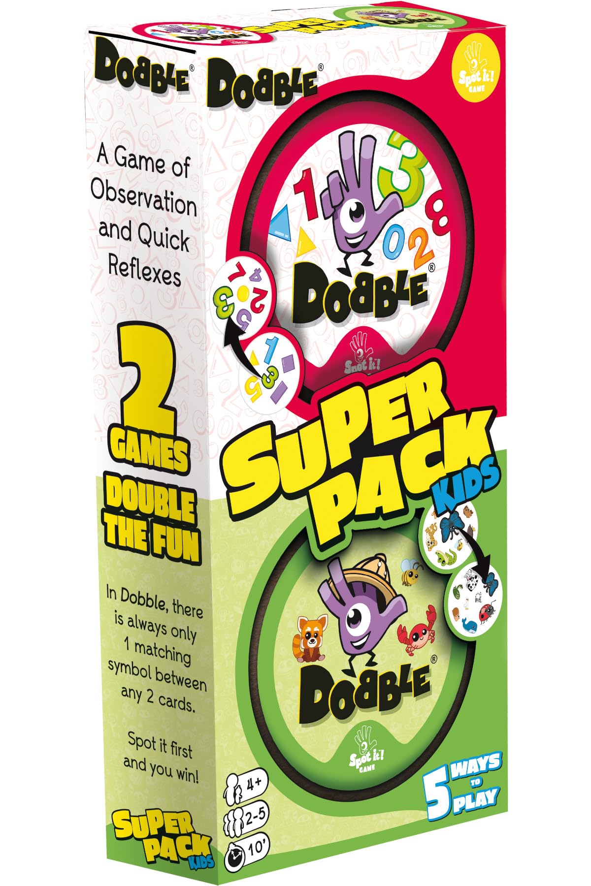 Asmodee Dobble Super Pack Kids 123 + Tiere Familienkartenspiel