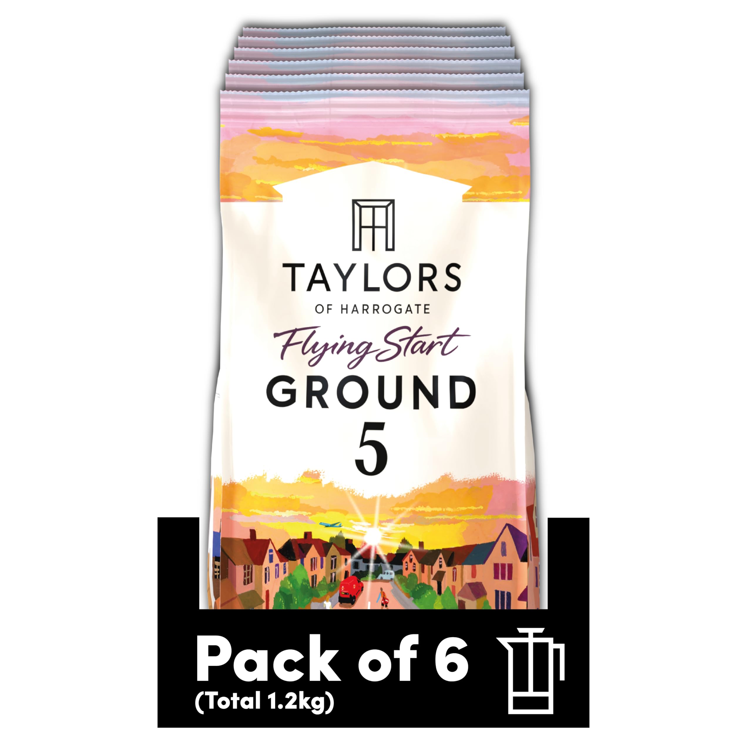 Taylors of Harrogate Flying Start Ground Coffee - Dark Roast, Hazelnut & Dark Chocolate Notes | 6 x 200g 1