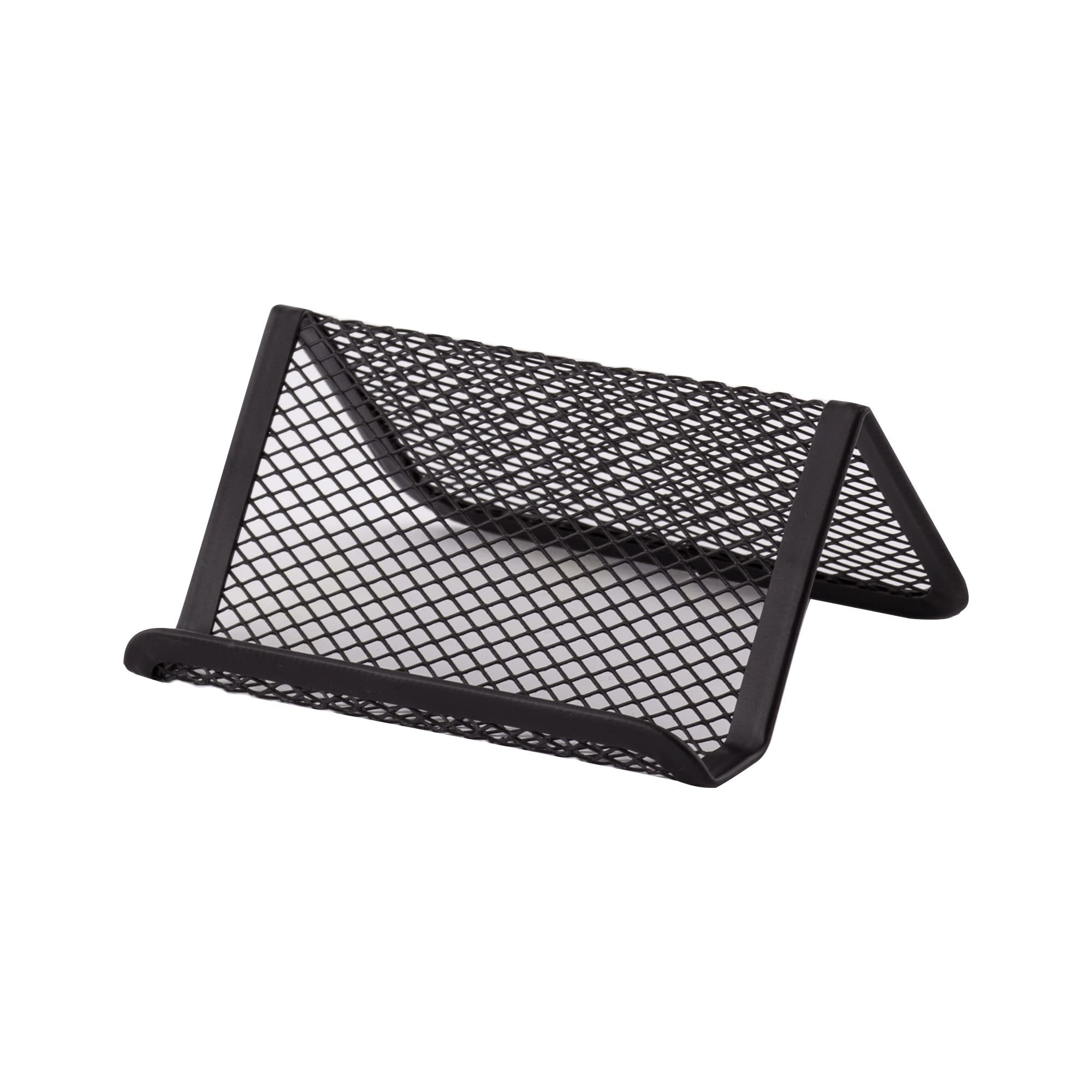 D.RECT Metal Mesh Business Card Holder - Black Lacquered Finish | Durable & Elegant Desktop Organizer 1