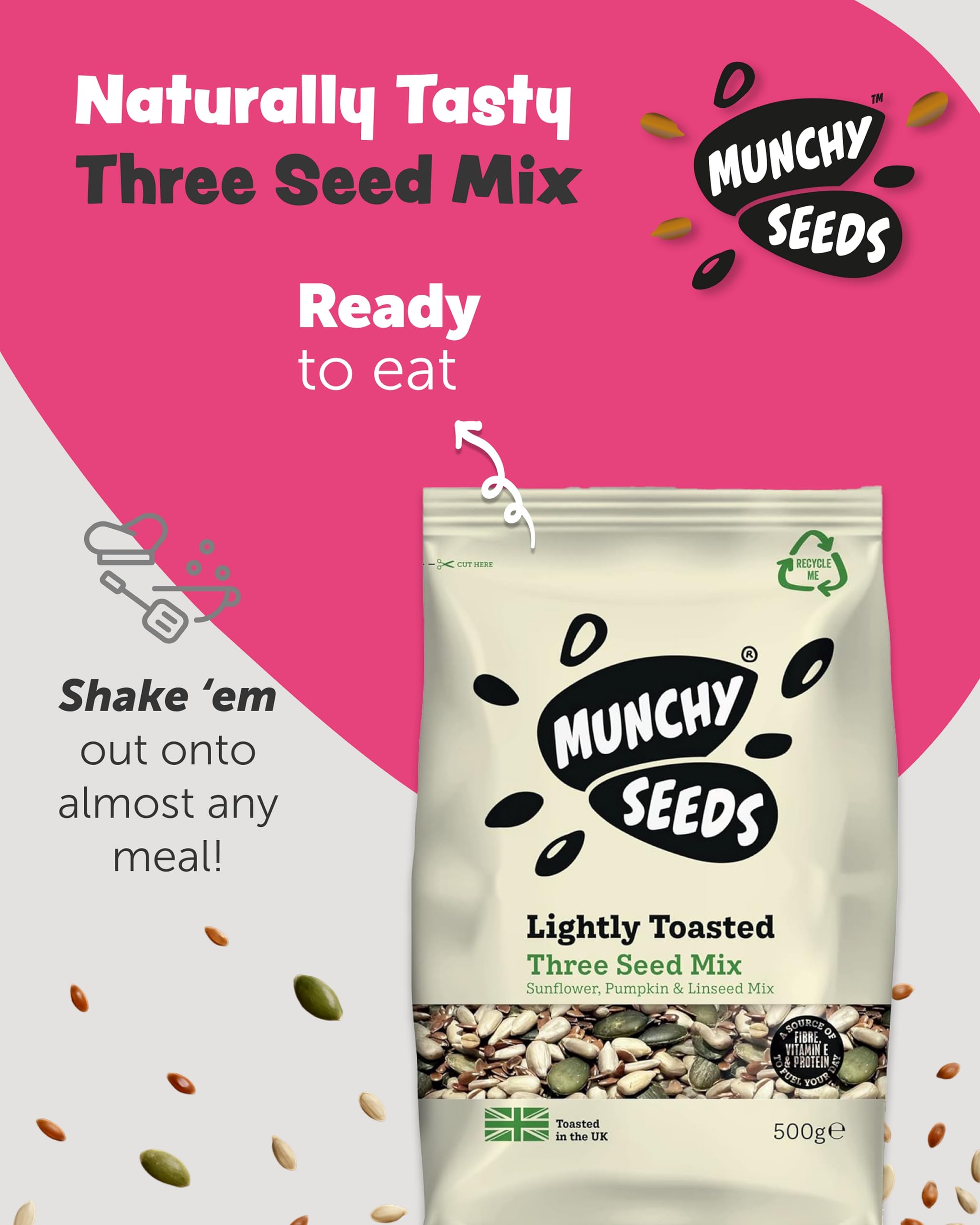 Munchy Seeds Lightly Toasted 3 Seed Mix - Pumpkin, Sunflower & Linseed | 500g | Vegan 5