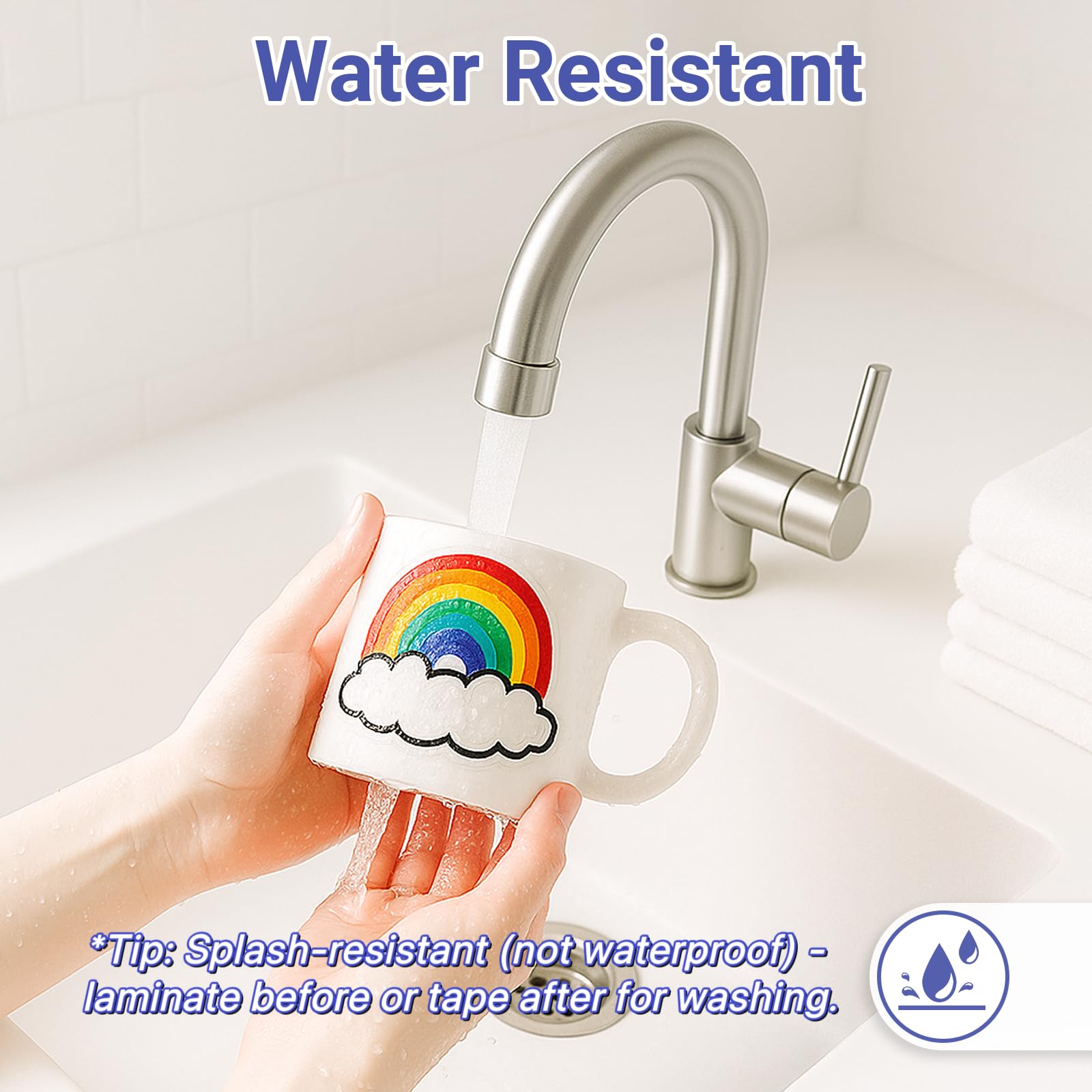 Euqvunn Matte White Inkjet Sticker Paper - A4, Water Resistant, 18 Sheets 3