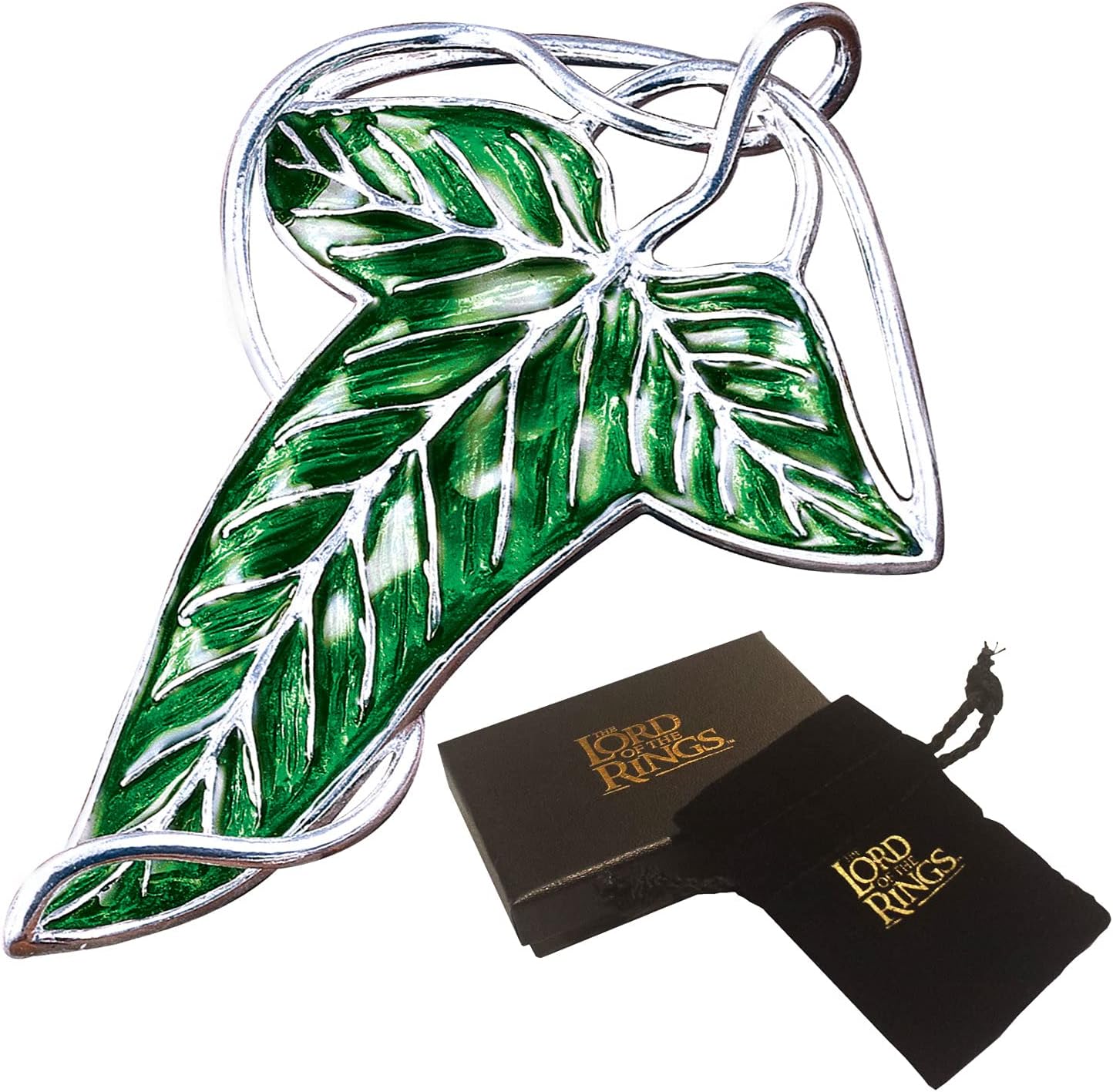 The Noble Collection The Lord of the Rings Elven Leaf Brooch - Green Enamelled Costume Jewellery Pin (NN9831)