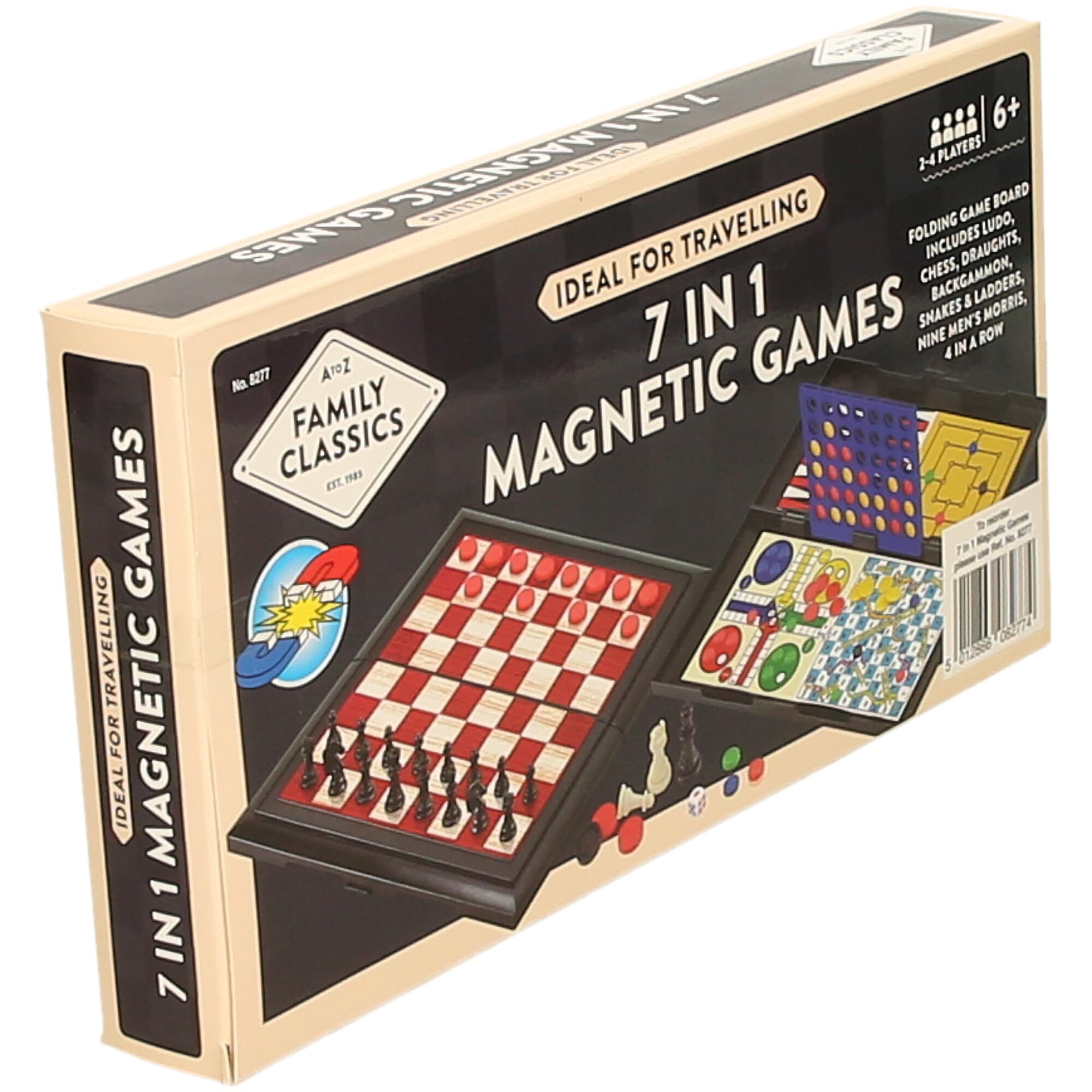 Atoz 7-in-1 Magnetic Travel Board Games Set - Chess, Draughts, Ludo, Snakes & Ladders, Backgammon, Nine Men's Morris, 4-in-a-Row | 2-4 Players | Ages 6+ 7