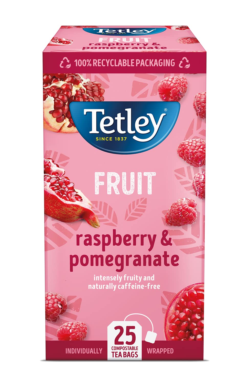 Tetley Raspberry & Pomegranate Tea - Caffeine-Free Herbal Blend | 150 Teabags (6x25) 2