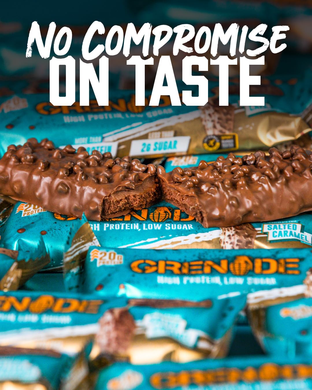 Grenade High Protein Bar - Chocolate Chip Salted Caramel, 20g Protein, Low Sugar (12 x 60g Bars)