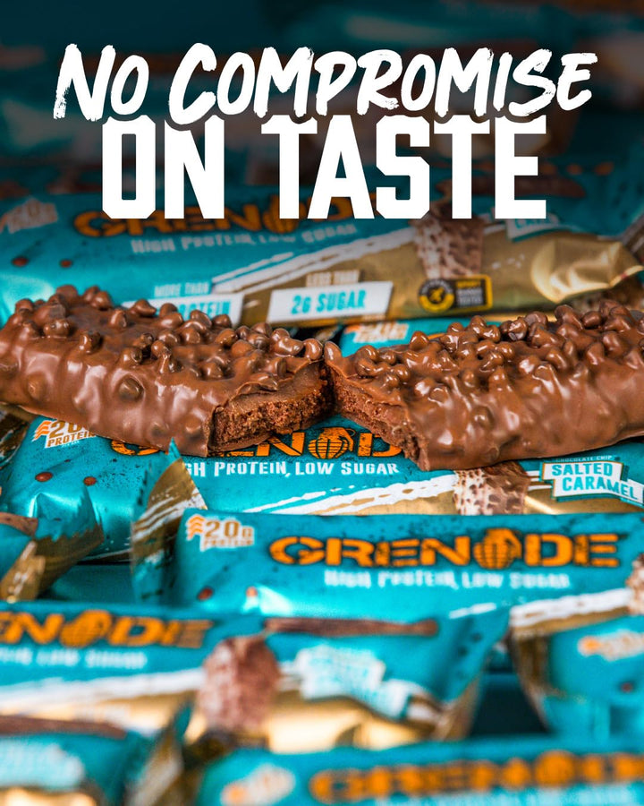 Grenade High Protein Bar - Chocolate Chip Salted Caramel, 20g Protein, Low Sugar (12 x 60g Bars)