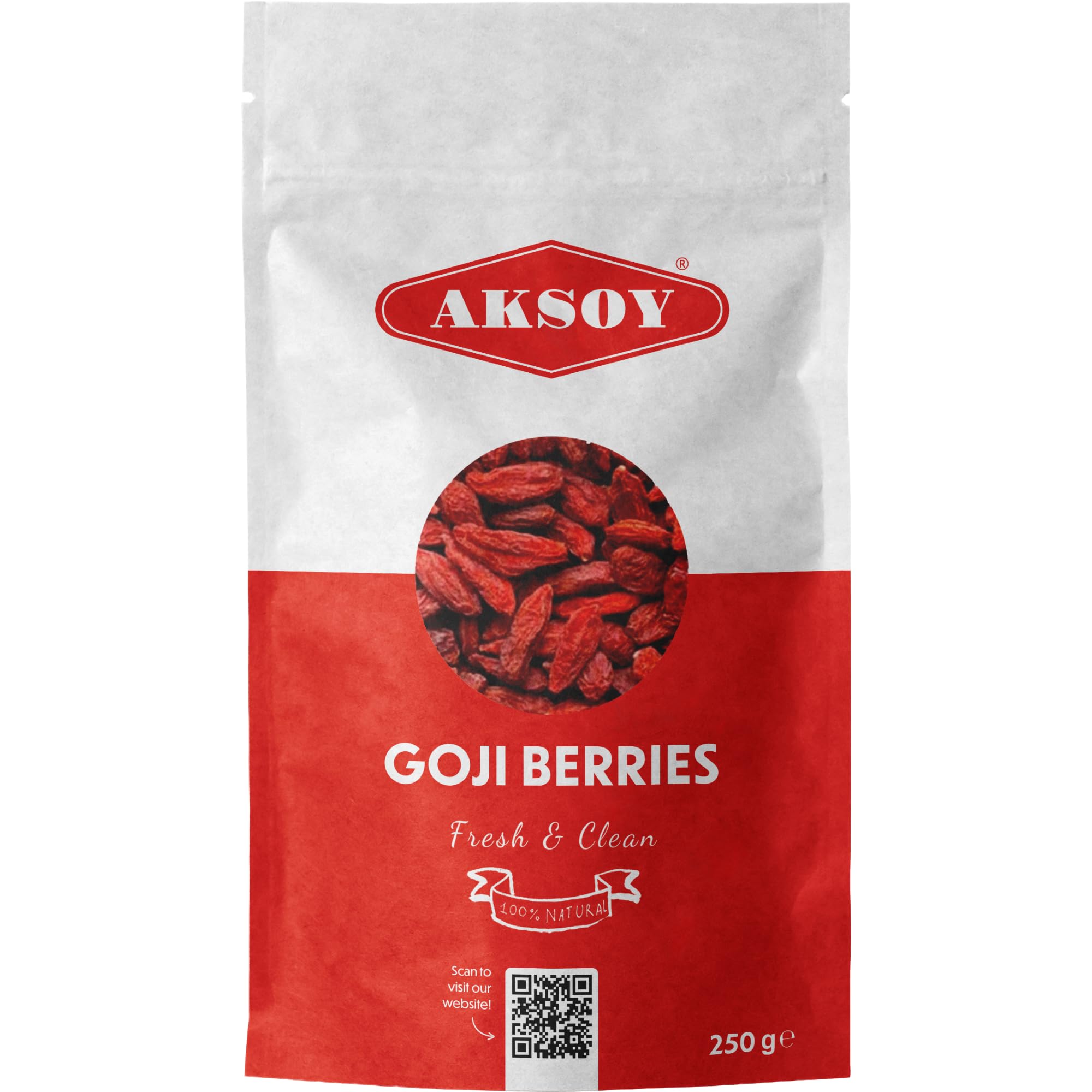 AKSOY Goji Berries - 250g | Raw Sun-Dried | Vegan, Natural