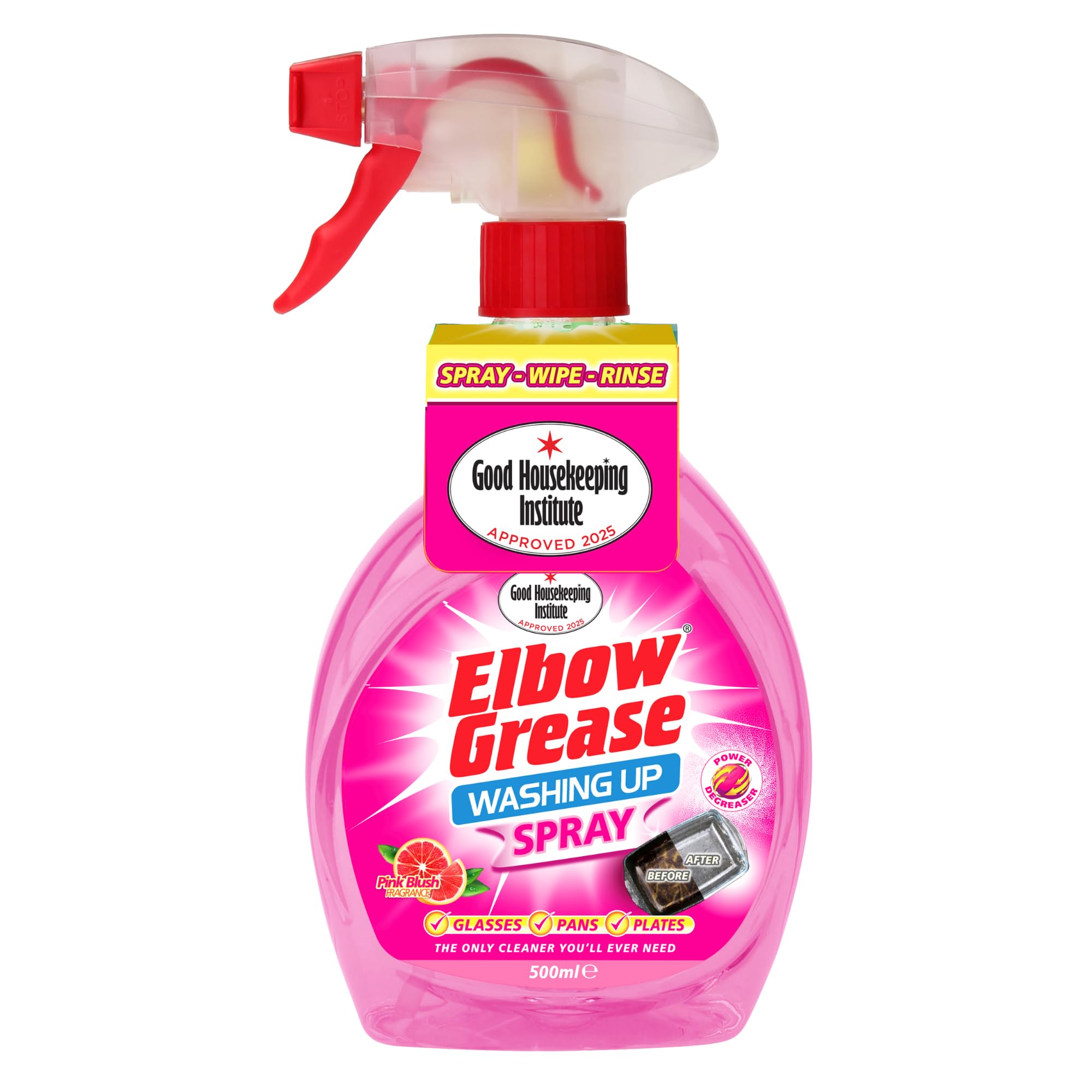 Elbow Grease Washing Up Spray - Fast-Acting Degreaser | 500ml Pink Grapefruit 1