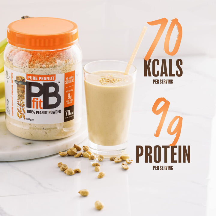 PBfit Pure Peanut Powder - No Added Sugar, 9g Plant Based Protein, 82% Less Fat