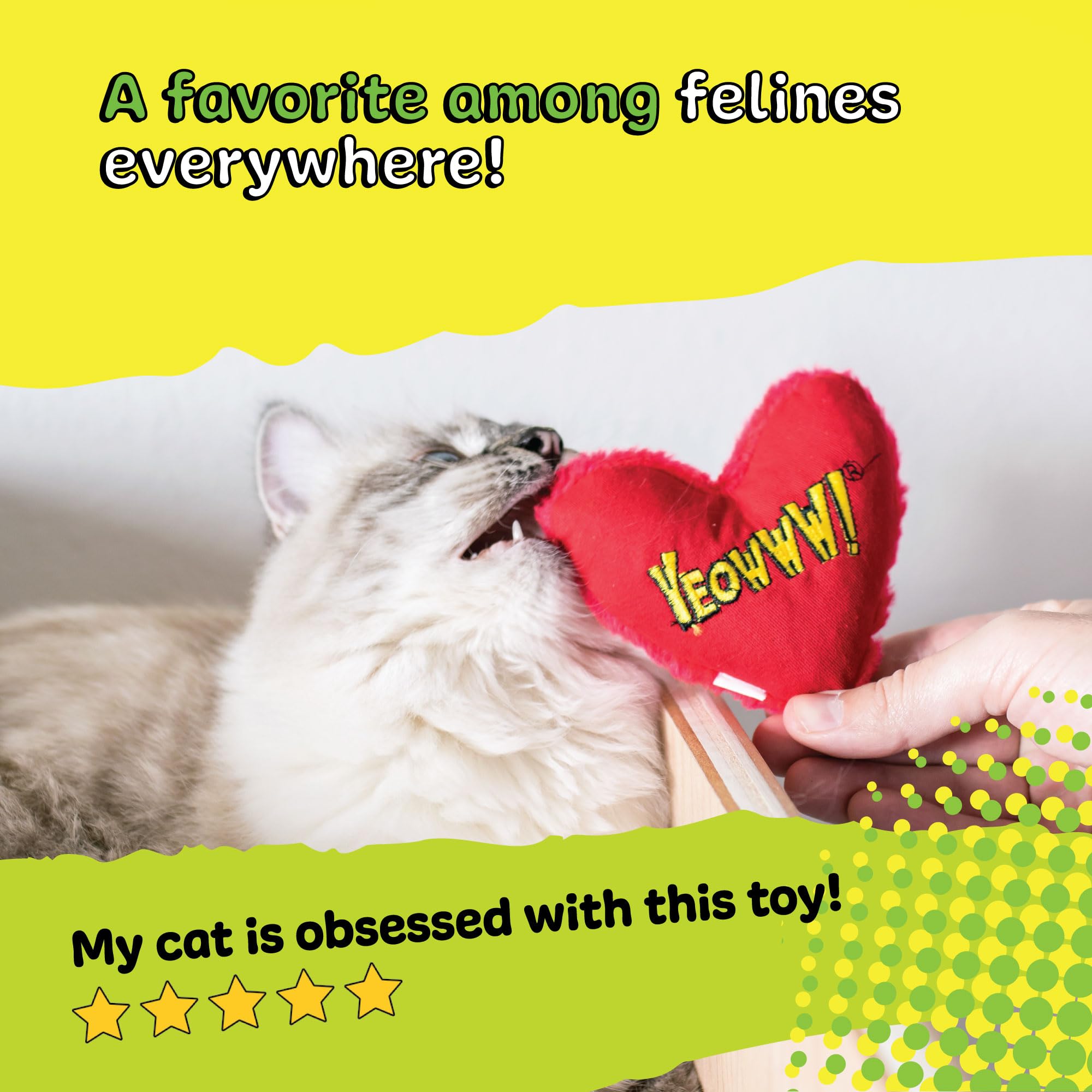 YEOWWW Heart Attack Cat Toy - 100% Organic American Catnip | Heavy Duty Cotton 6