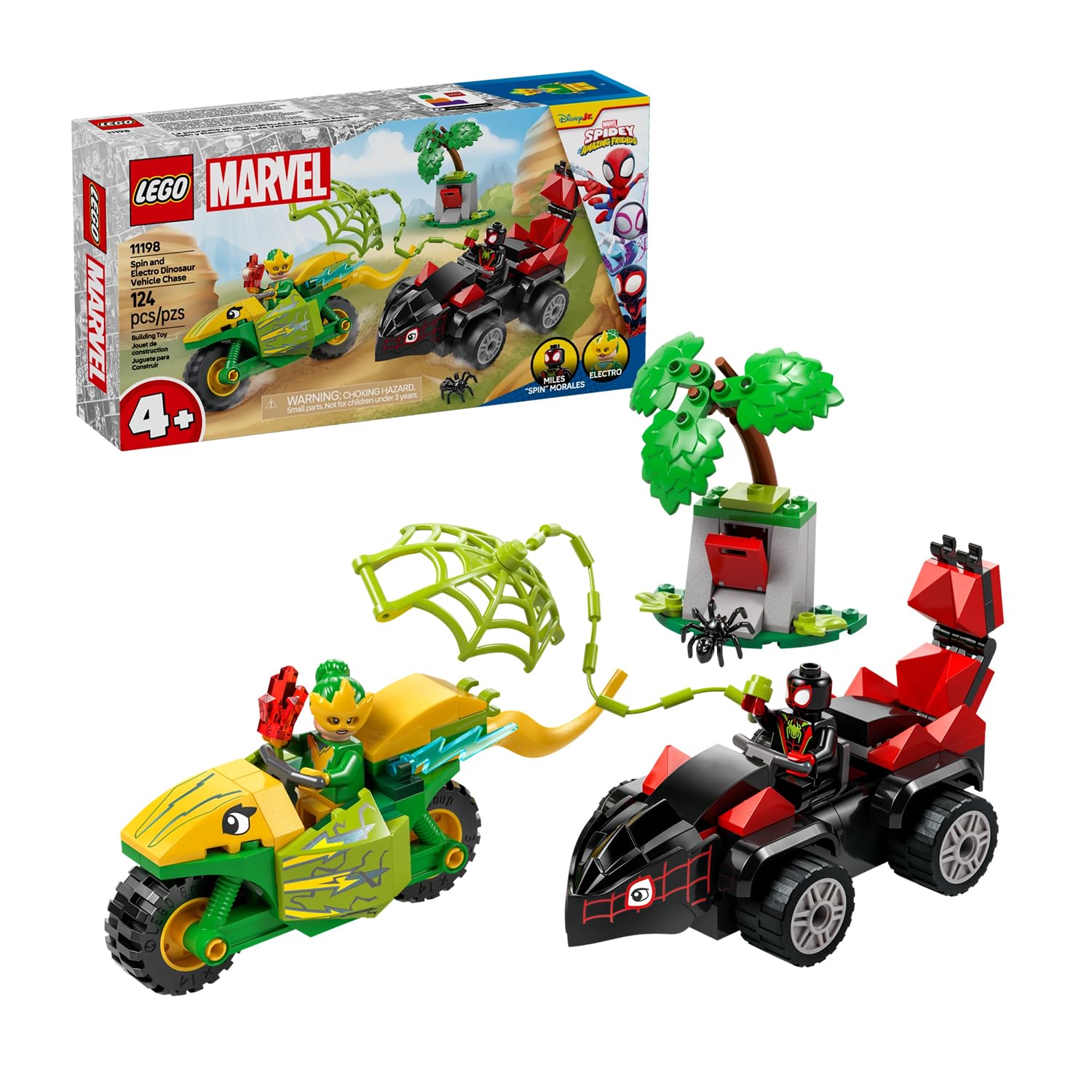 LEGO Marvel Spin and Electro Dinosaur Vehicle Chase Set - Buildable Super Hero Playset for Kids 4+ 1