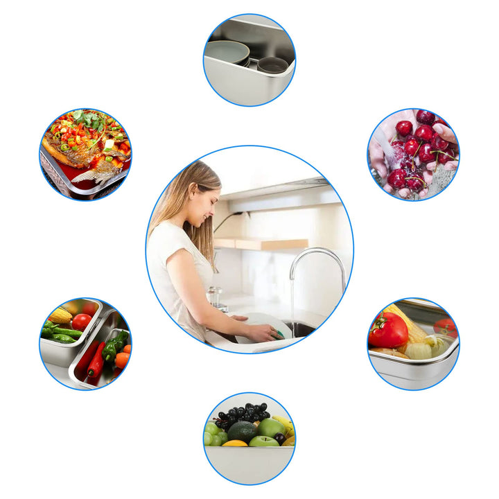 ASelected - Stainless Steel Large Rectangular Washing Up Bowl 17L