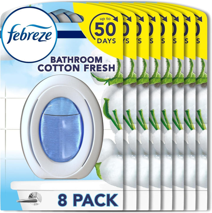 Febreze - Cotton Fresh Bathroom Air Freshener, Odour Fighter Gel, 8 Items