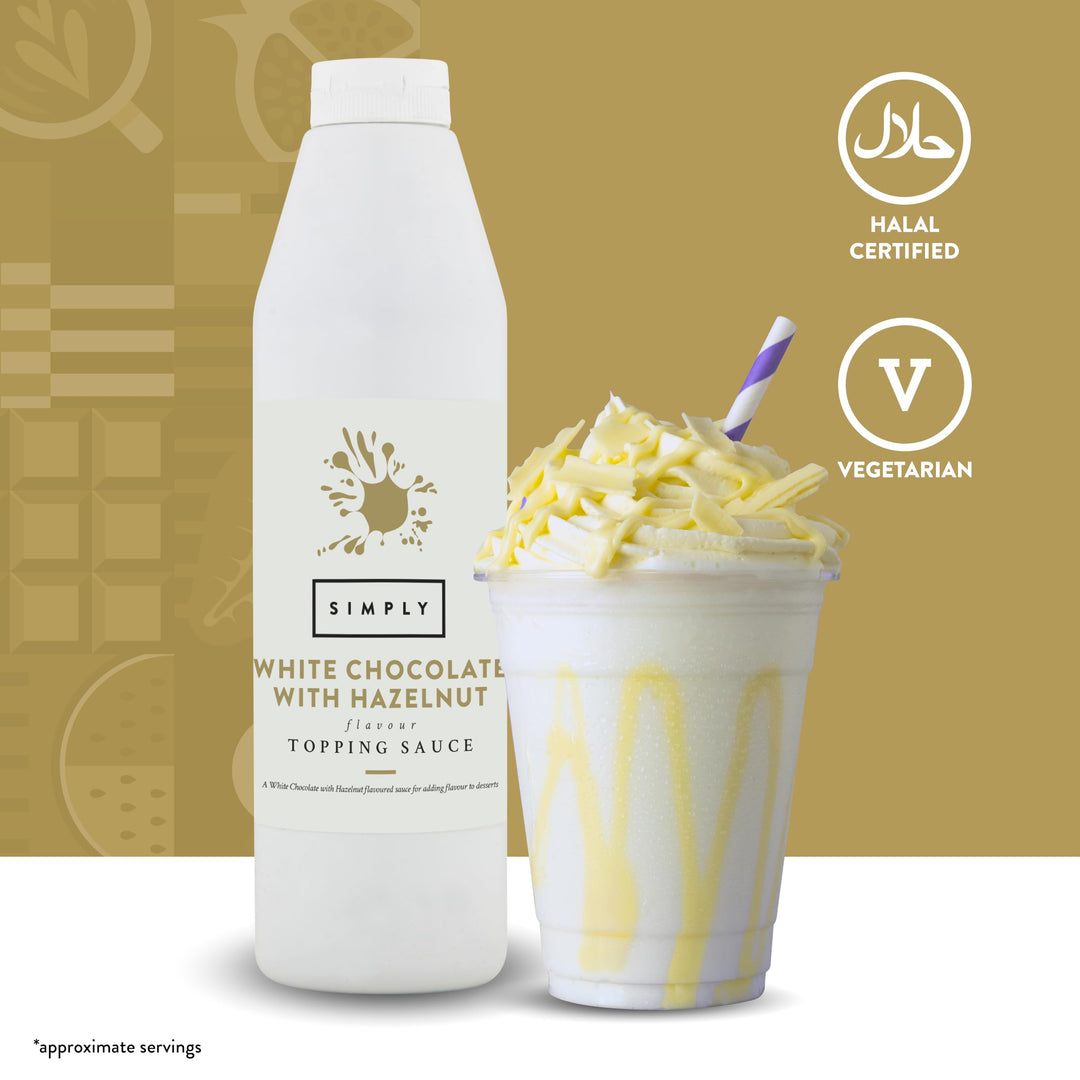 Simply - White Chocolate with Hazelnut Flavouring Topping Sauce 1kg
