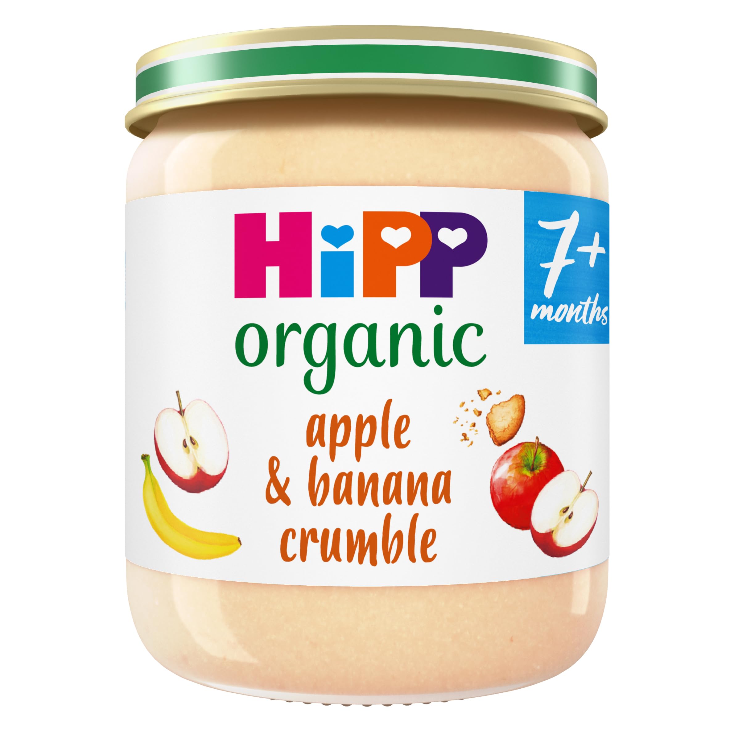 HiPP Organic Apple & Banana Crumble Baby Food Pots - 7+ Months, 6 x 160g Pack 1