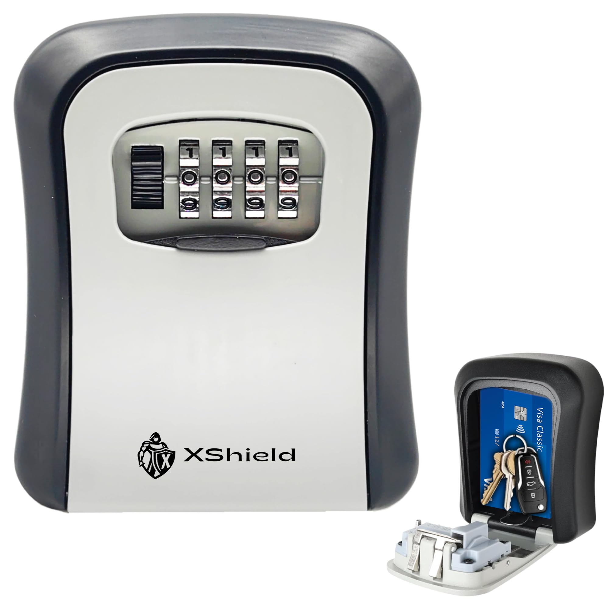 XShield 4-Digit Combination Key Safe - Wall Mountable, Weatherproof Zinc Box | 115x95x40mm 1