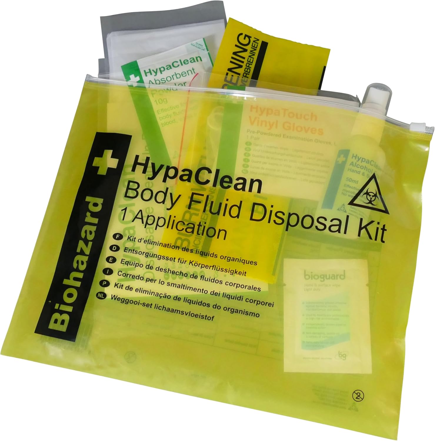HypaClean - Body Fluid Disposal Kit (Single Use) with Vinyl Wallet 1