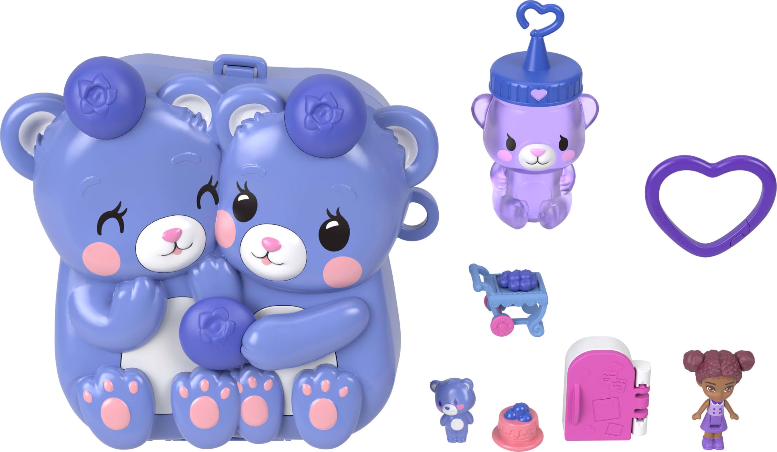 Polly Pocket Blueberry Besties Compact Playset - Includes 1 Micro Doll & 8 Accessories | Ages 4+ 1