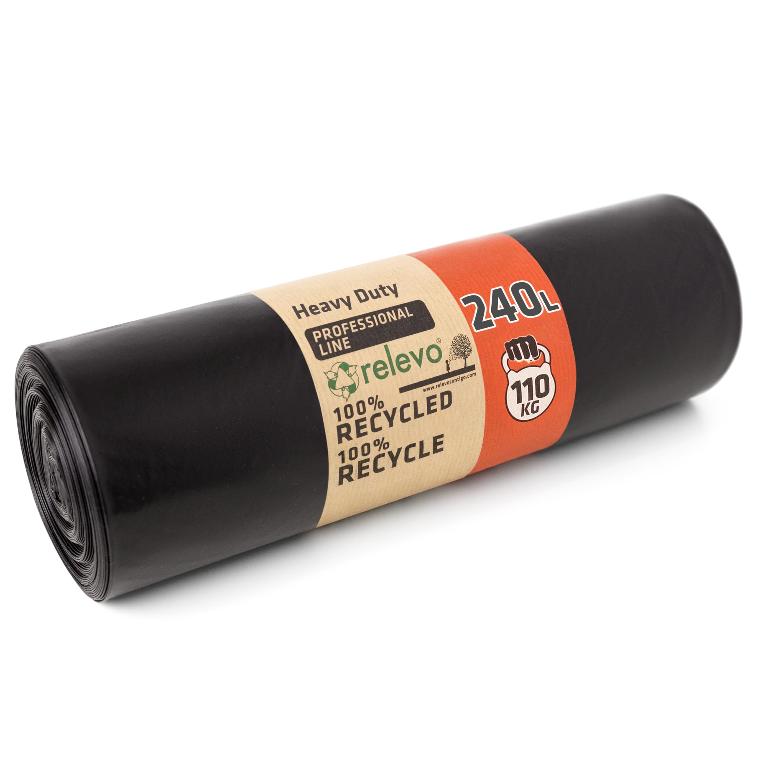 Relevo 240L Wheelie Bin Liners - Heavy Duty 55µm Thick, Black, Pack of 10 1