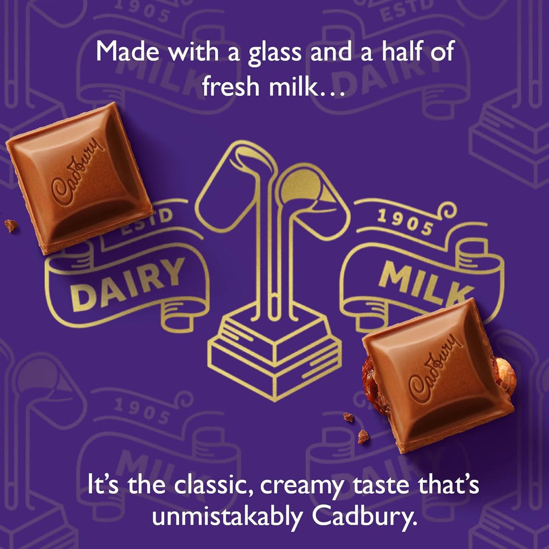 Cadbury Dairy Milk Fruit & Nut Chocolate Bar 280g - Creamy Milk Chocolate with Almonds & Raisins