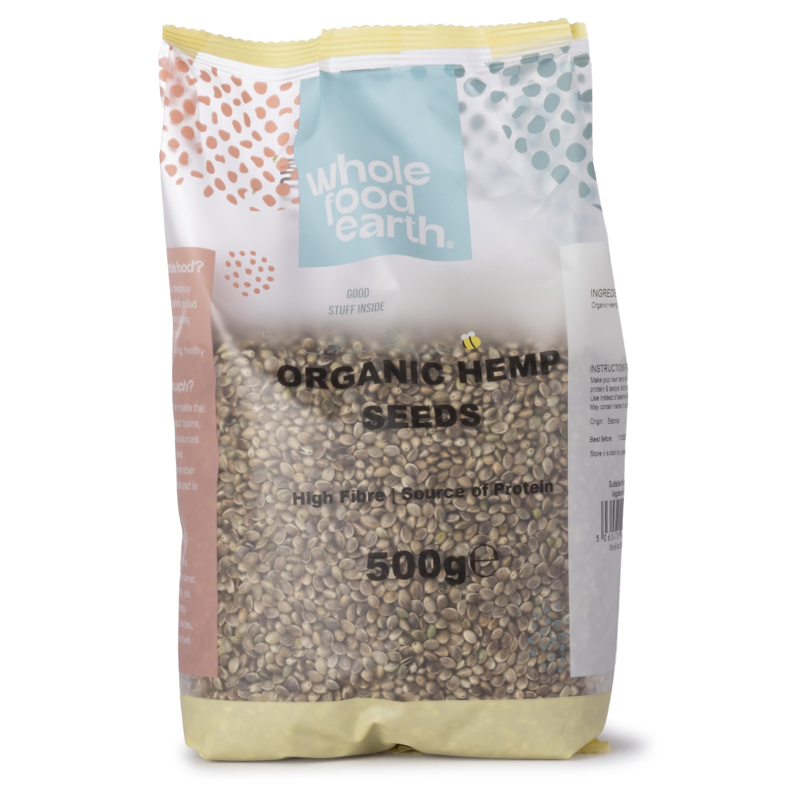 Wholefood Earth Organic Hemp Seed - 500g | Raw | High Fibre | GMO Free 1