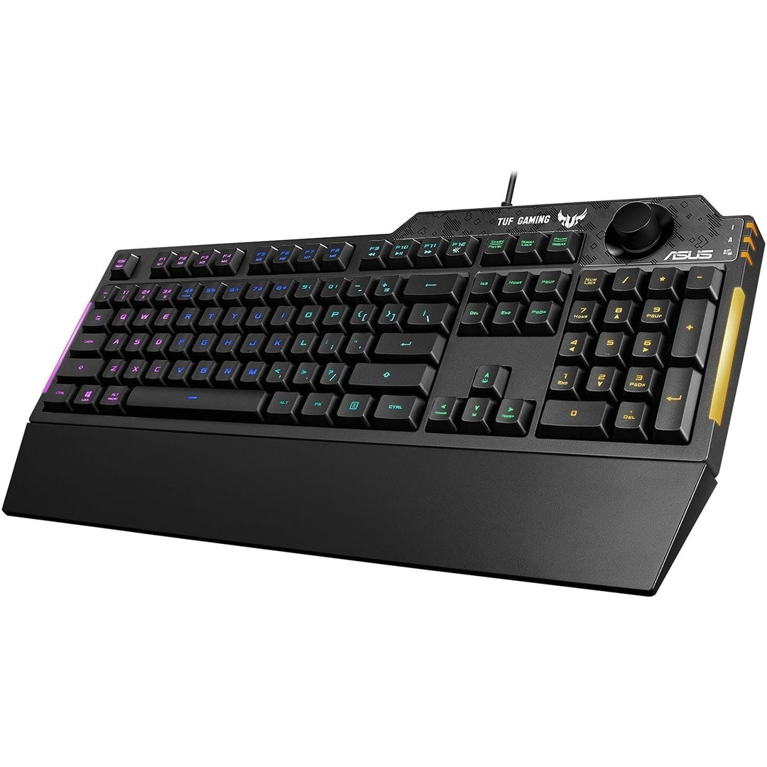 ASUS TUF Gaming K1 RGB Gaming Keyboard with Volume Knob, Spill-Resistant Design, Side Light Bar, UK Layout