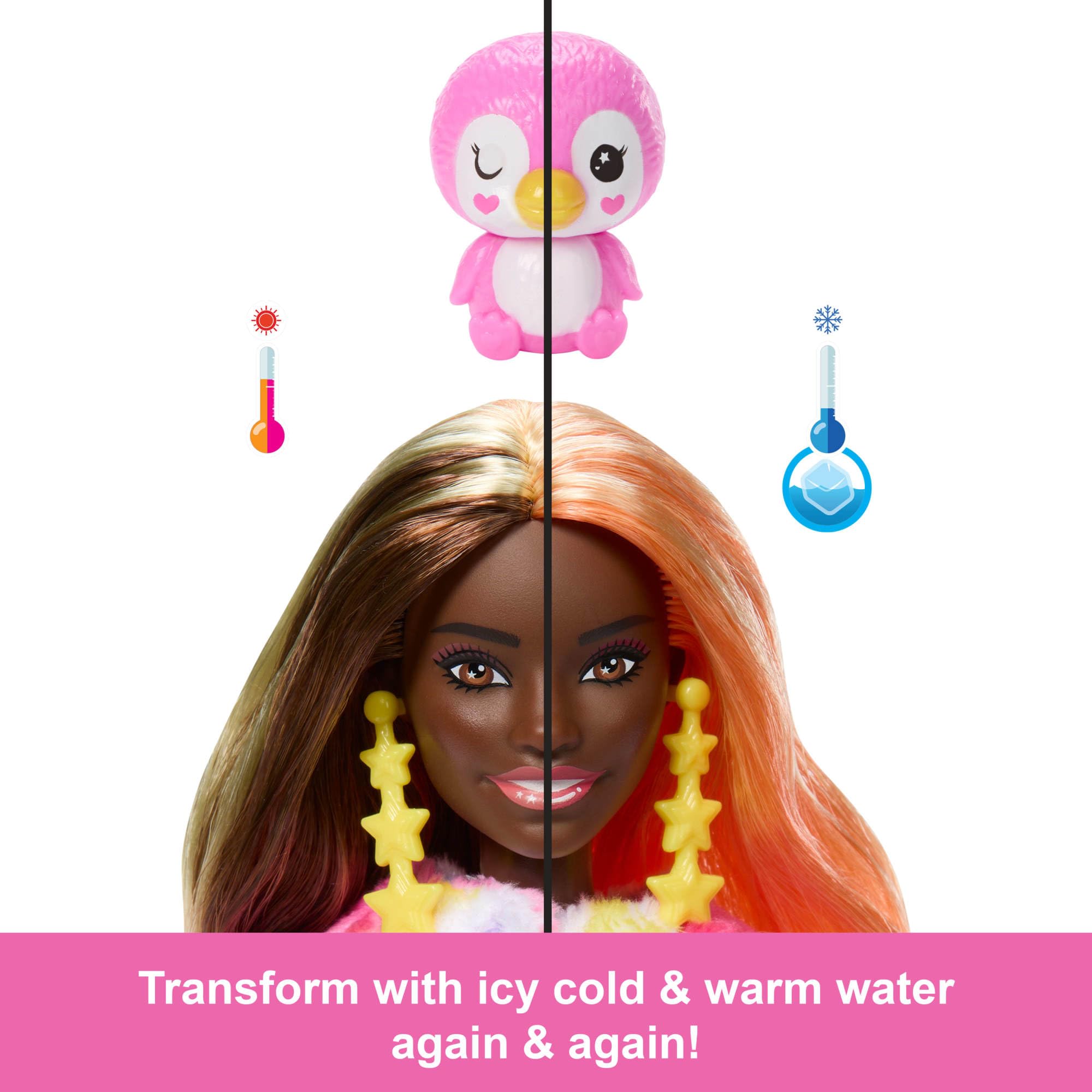 Barbie Cutie Reveal Doll & Accessories - Color Dream Penguin Plush, 10 Surprises, Color Change | HRK40 4