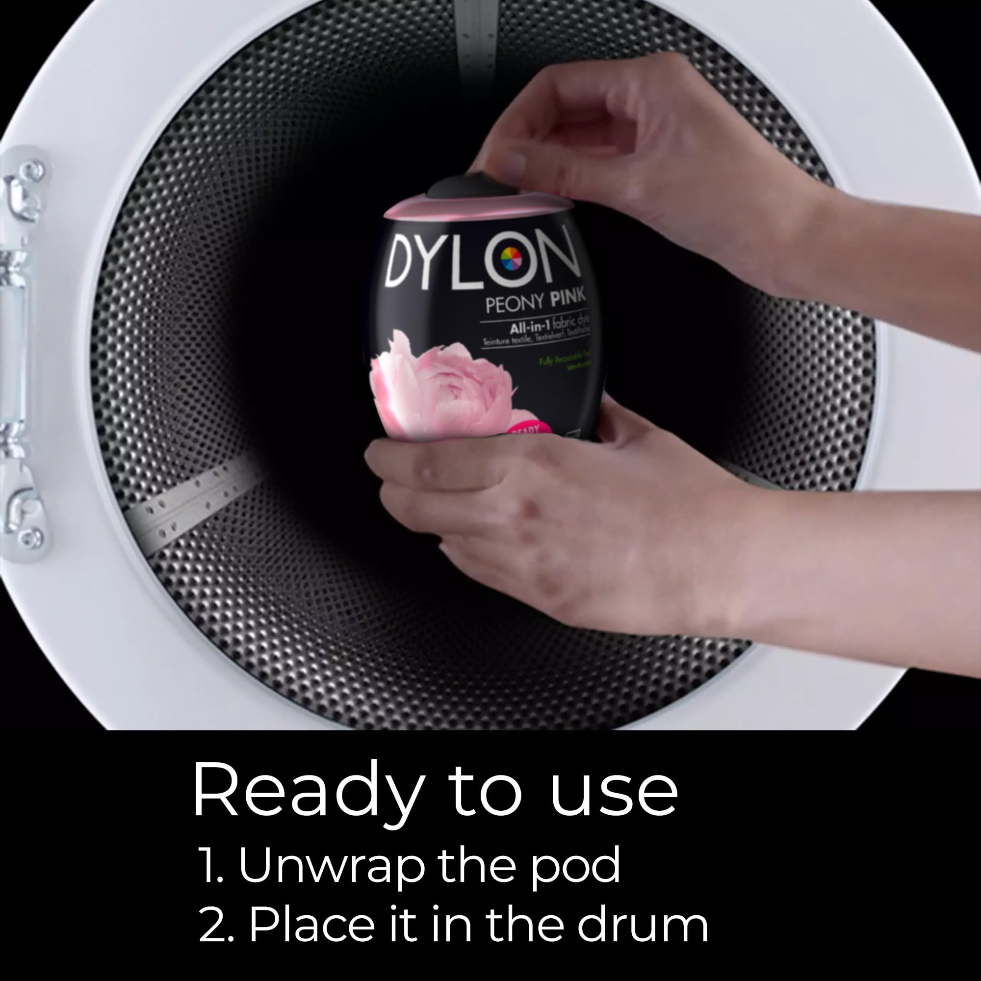 Dylon Textilfarbstoff-Pod für Waschmaschinen – Pfingstrosenrosa, 350 g 8