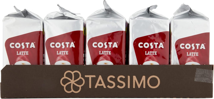 Tassimo Costa Latte Medium Roast Coffee Pods (Pack of 5, 40 Drinks Total)