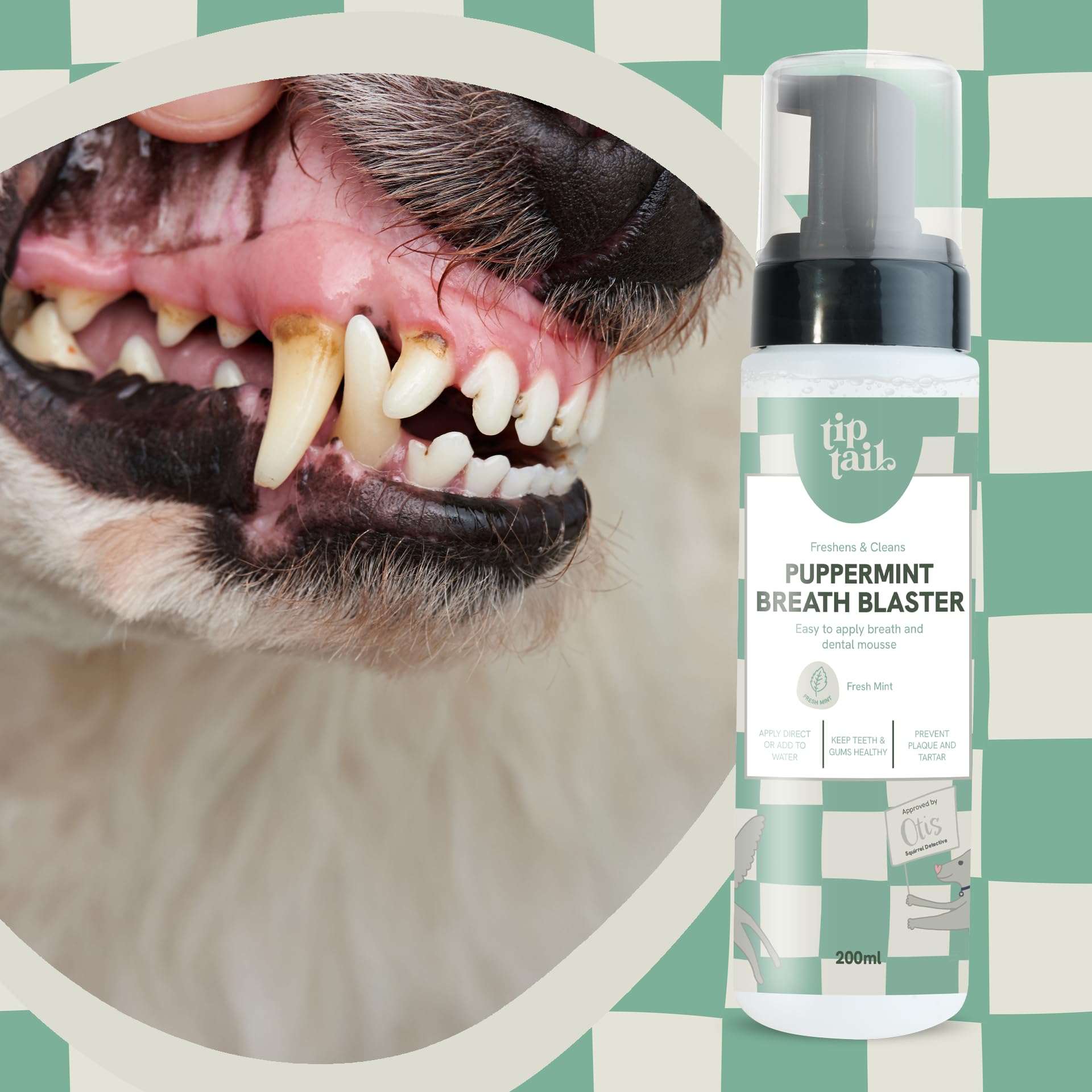 Tip Tail Puppermint Breath Blaster Dog Dental Mousse - Freshens Breath, Prevents Plaque | 200 ml 6