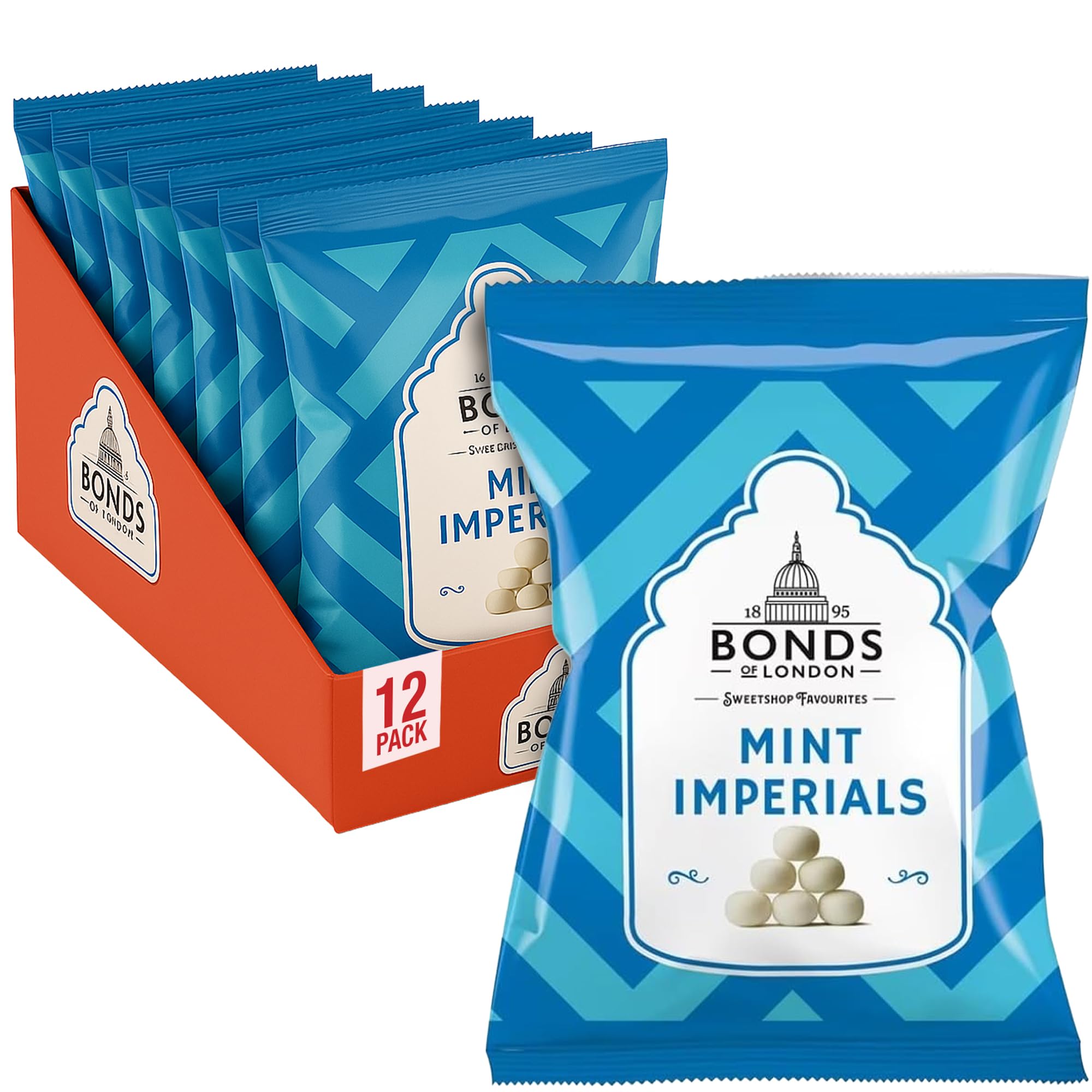 Bonds of London Mint Imperials Retro Peppermint Sweets - 12 x 105g Bags 7