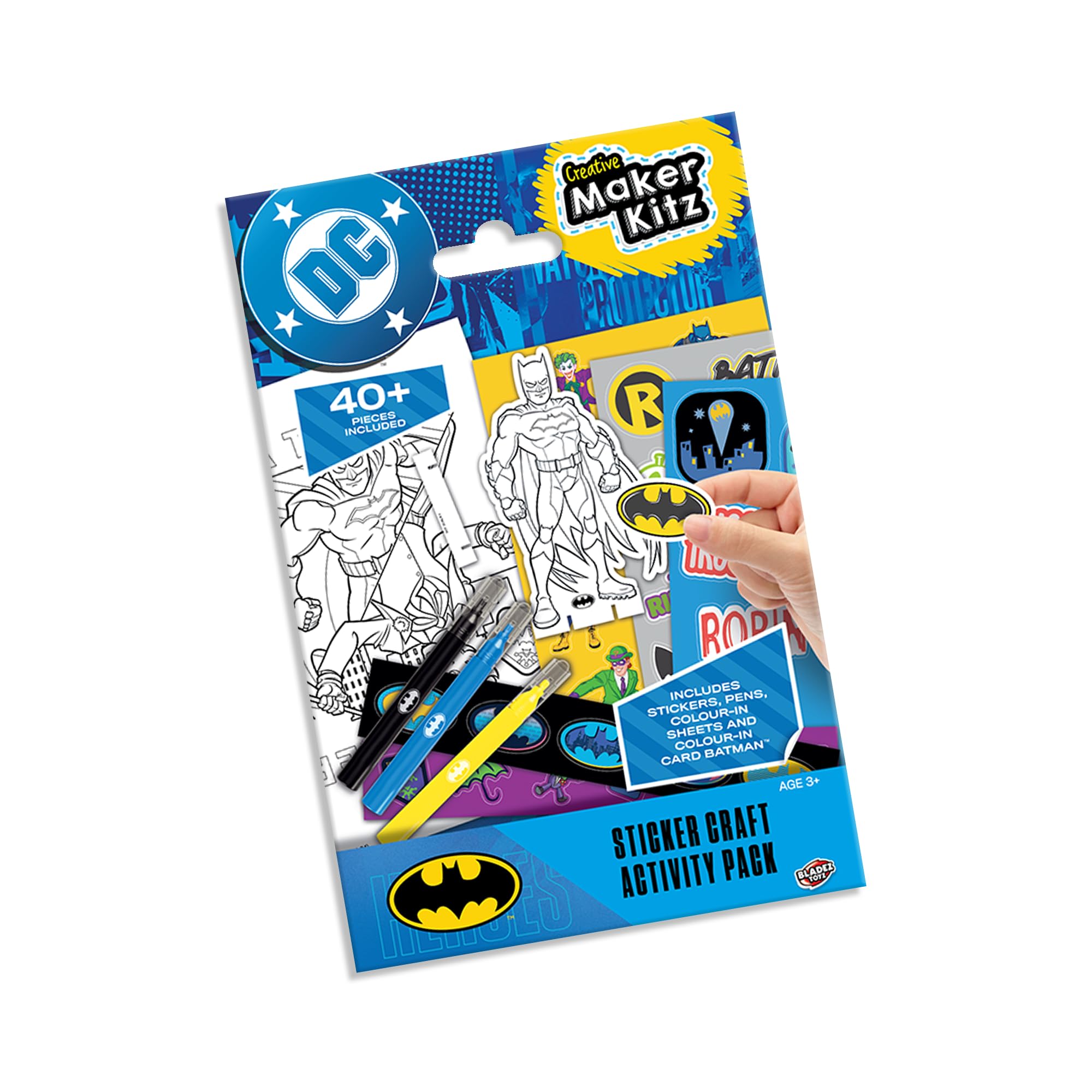 BLADEZ DC Batman Sticker Activity Set - 40+ Pieces | Travel Friendly | Includes Colouring & Pens 1