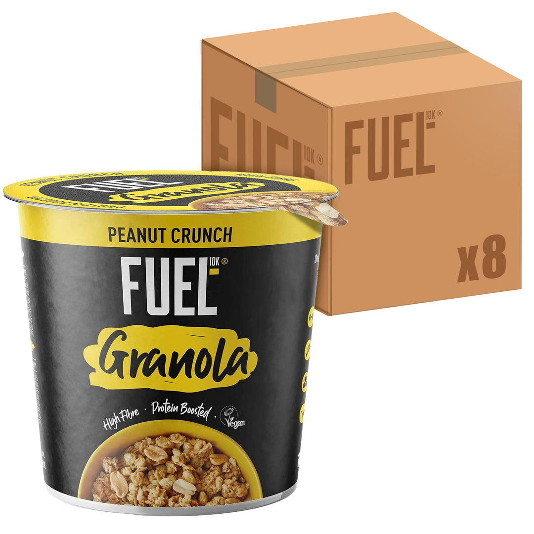 FUEL10K Peanut Crunch Protein Granola Cereal Pot, 70g (Pack of 8)