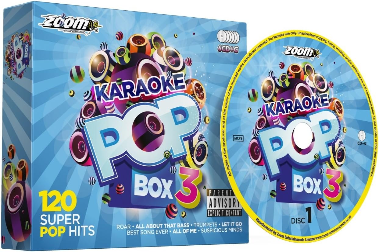 Zoom Karaoke Pop Box 3 Party Pack - 6 CD+G Discs - 120 Songs - No Duplicate Tracks