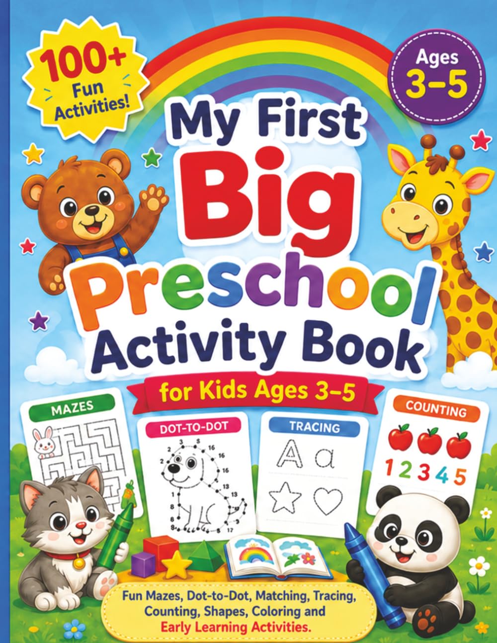 Sunny Sprout Studio My First Big Preschool Activity Book for Kids Ages 3–5 | Mazes, Tracing, Counting 1