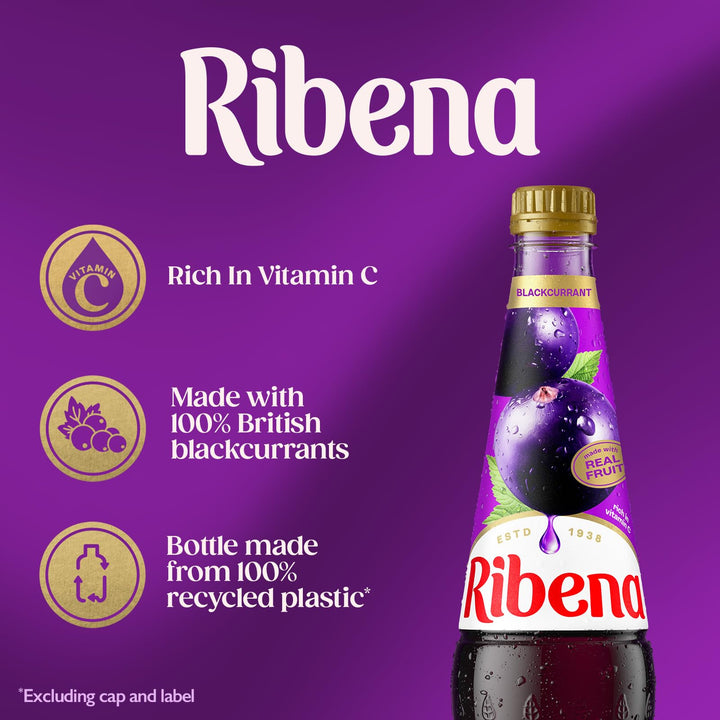 Ribena Blackcurrant Squash 1.5L – Made with Real British Blackcurrants, Rich in Vitamin C