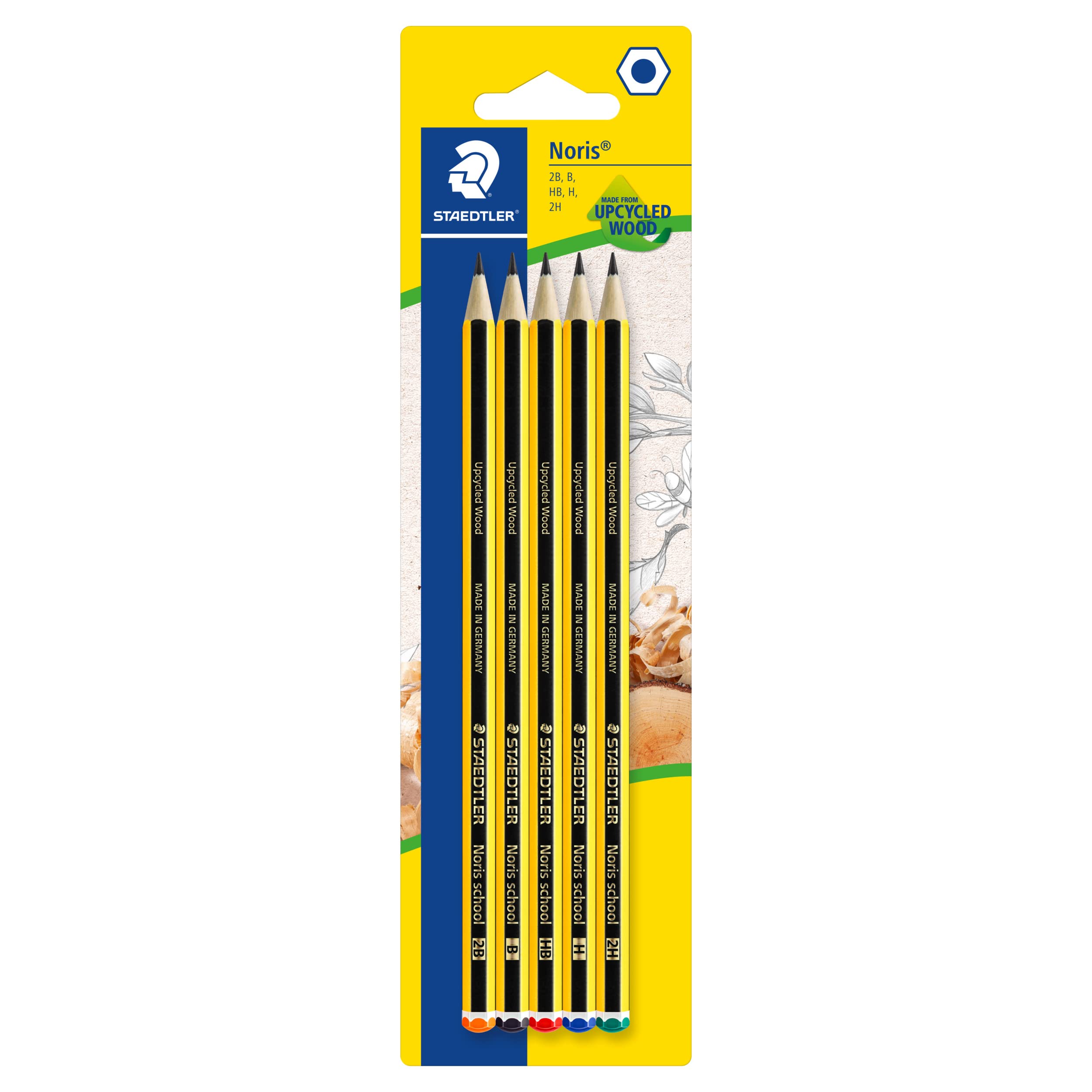STAEDTLER Noris Graphite Pencils - Assorted Degrees (2B, B, HB, H, 2H) | Pack of 5 1