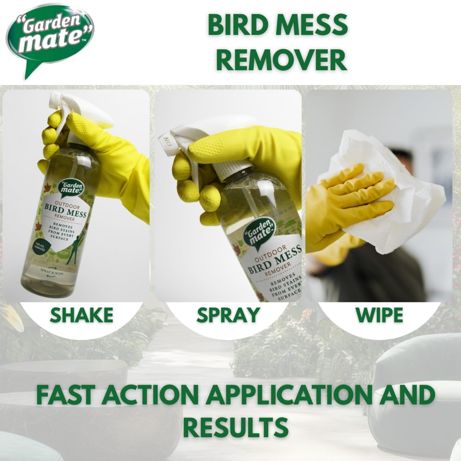 Garden Mate Bird Mess Remover Spray - Powerful Foaming Action | 500ml | No Scent 4