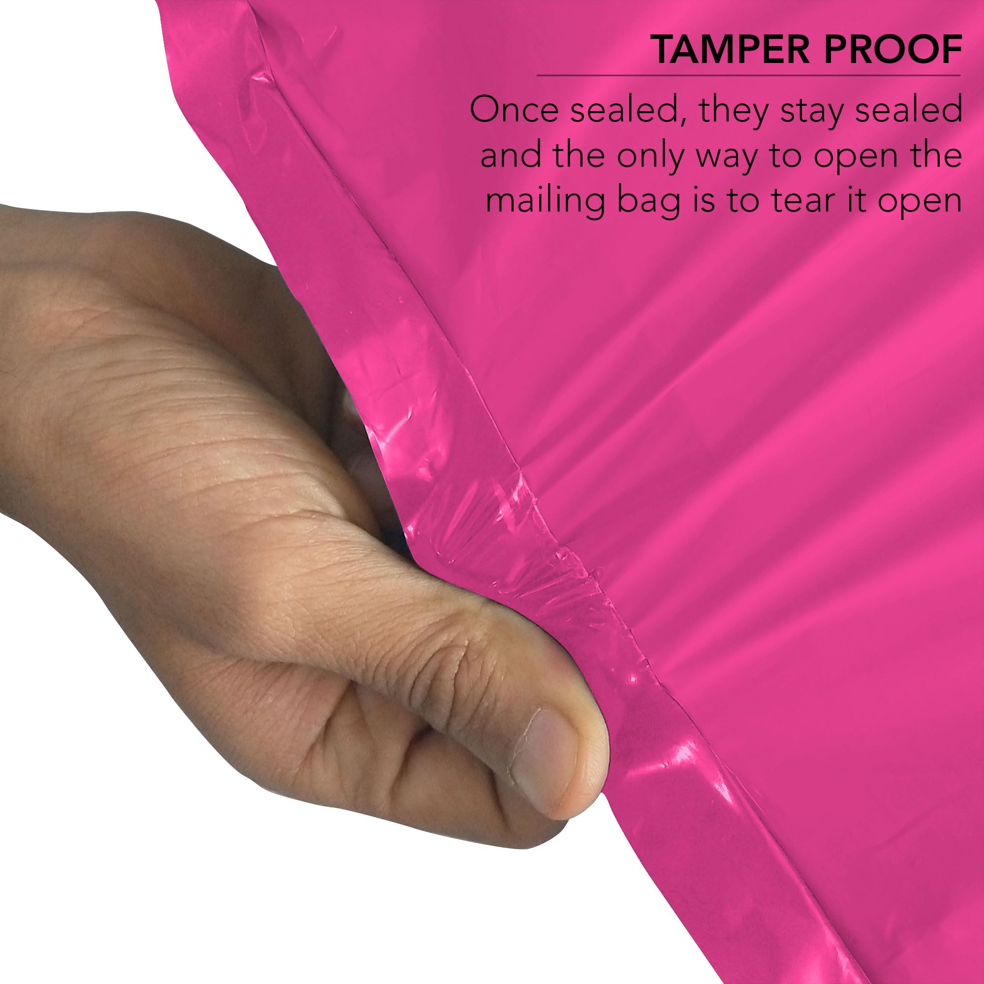 YUNJU 60 Mixed Size Hot Pink Plastic Mail Bags - Self-Seal, Waterproof Shipping Envelopes 5