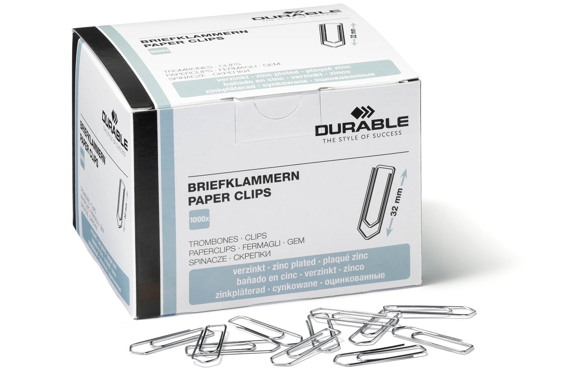 Durable Paper Clips - 32mm Zinc Plated | 1000 Count Box | Strong Grip for Documents 1