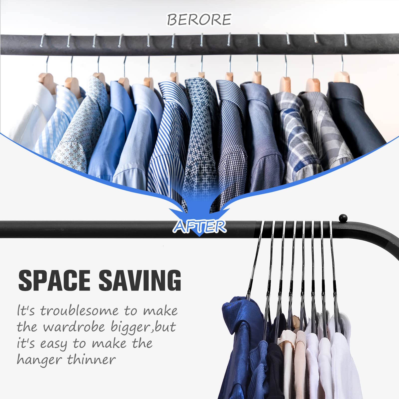 Rainberg - 25 Pack Rubber Coated Metal Hangers, Heavy Duty Space Saving 9