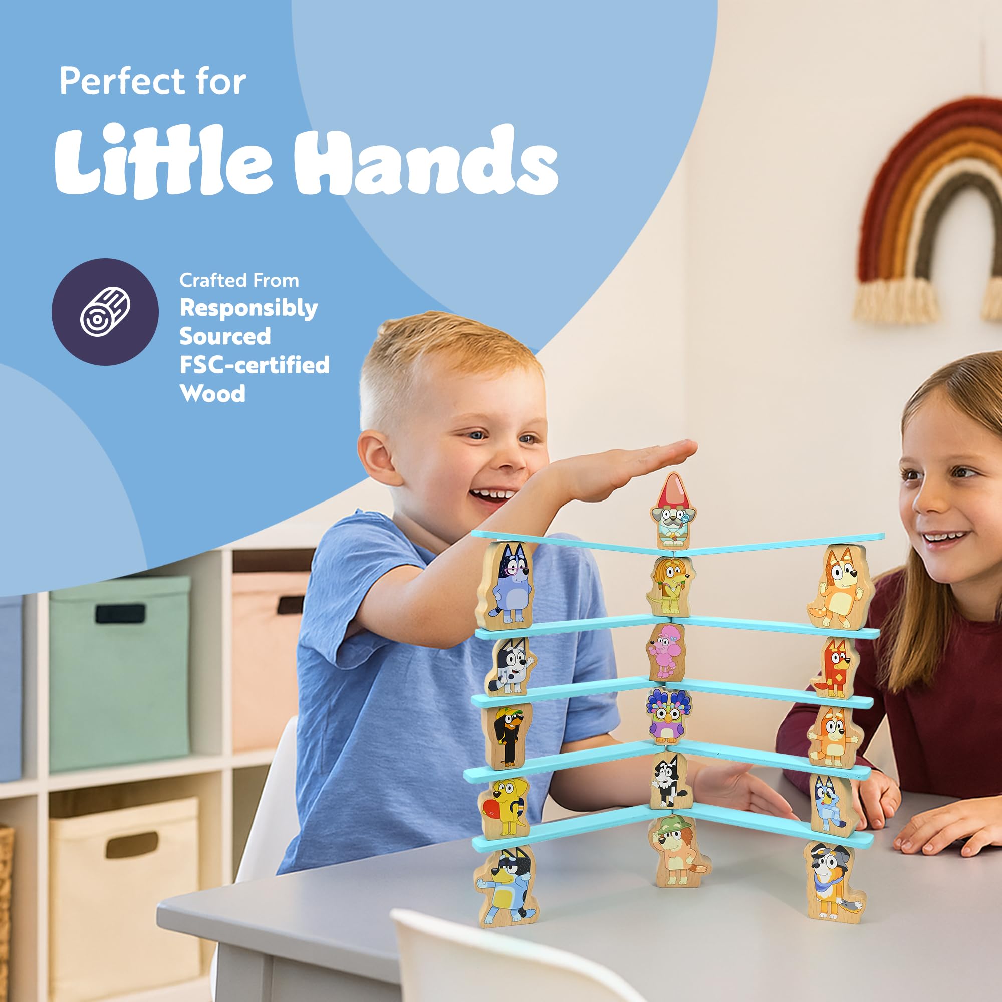 Bluey Wooden Stacking Game - Balancing Toy with 16 Characters for Kids 3+ 3