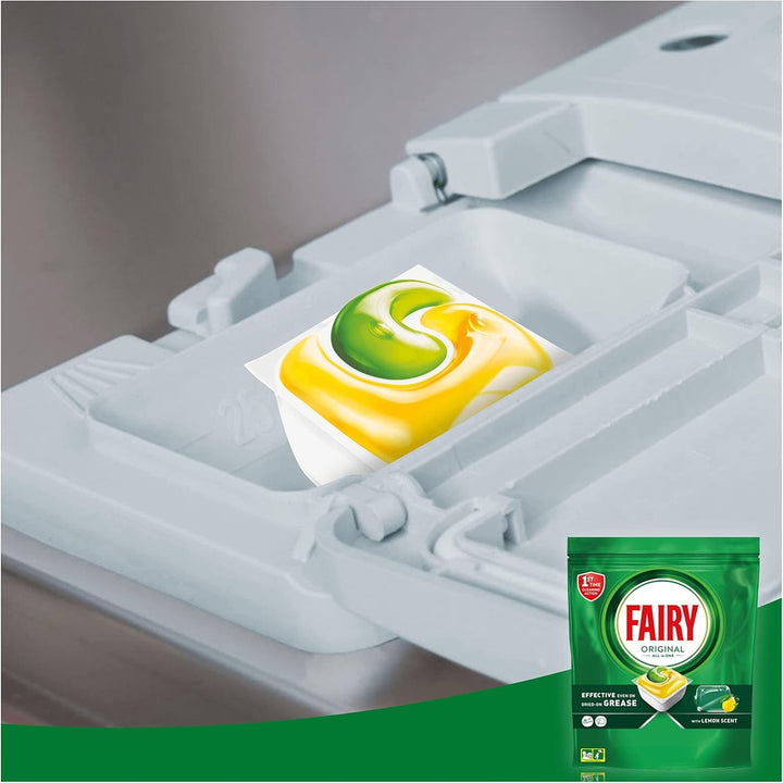 Fairy Original All in One Dishwasher Tablets, Lemon, 84 Count