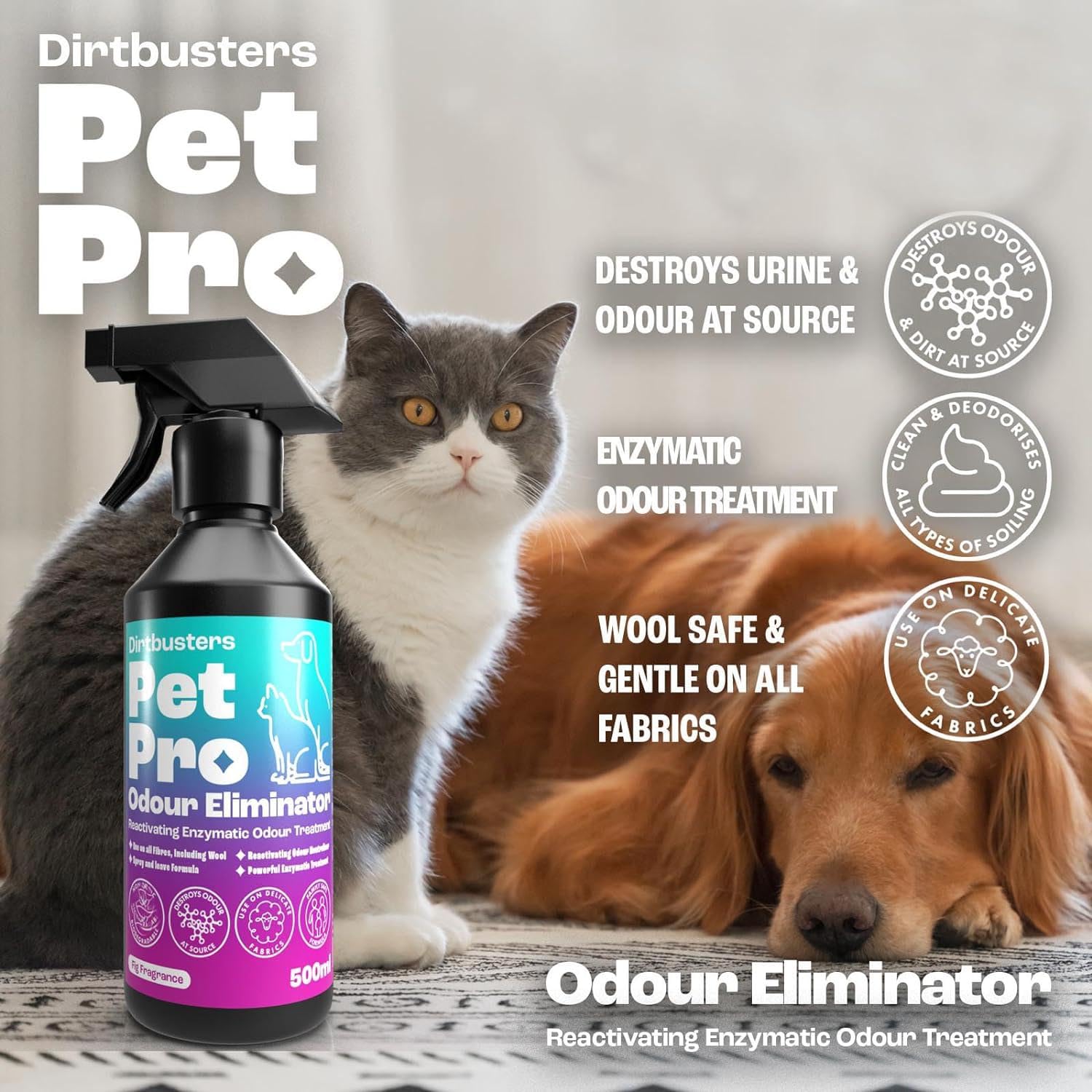 Dirtbusters Pet Pro Stain And Odour Remover Spray - Enzymatic Cleaner | 500 ml | Fig Scent 3