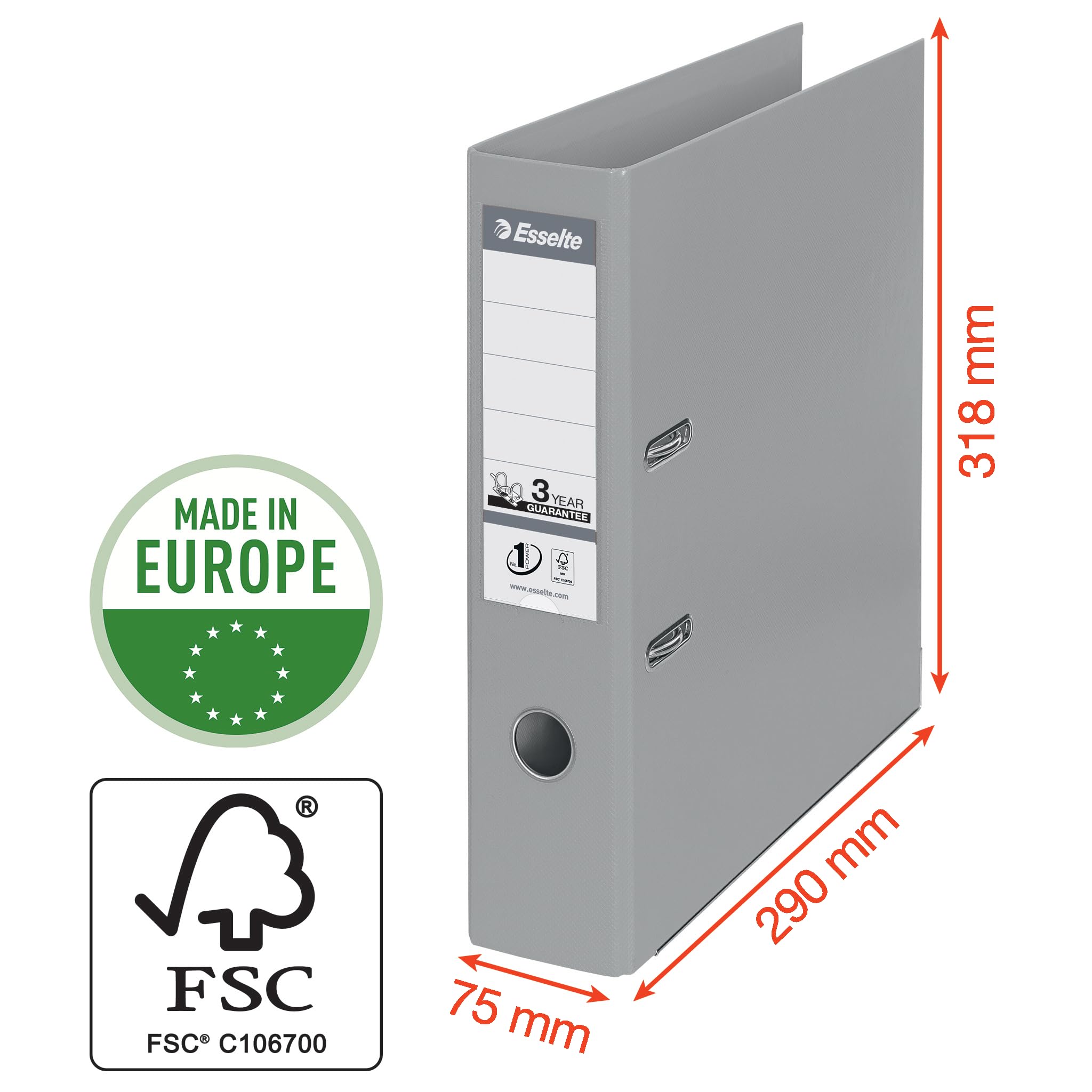 Esselte A4 Lever Arch Files, Blue, 3 File Folders, 624291, Dos 75mm 5