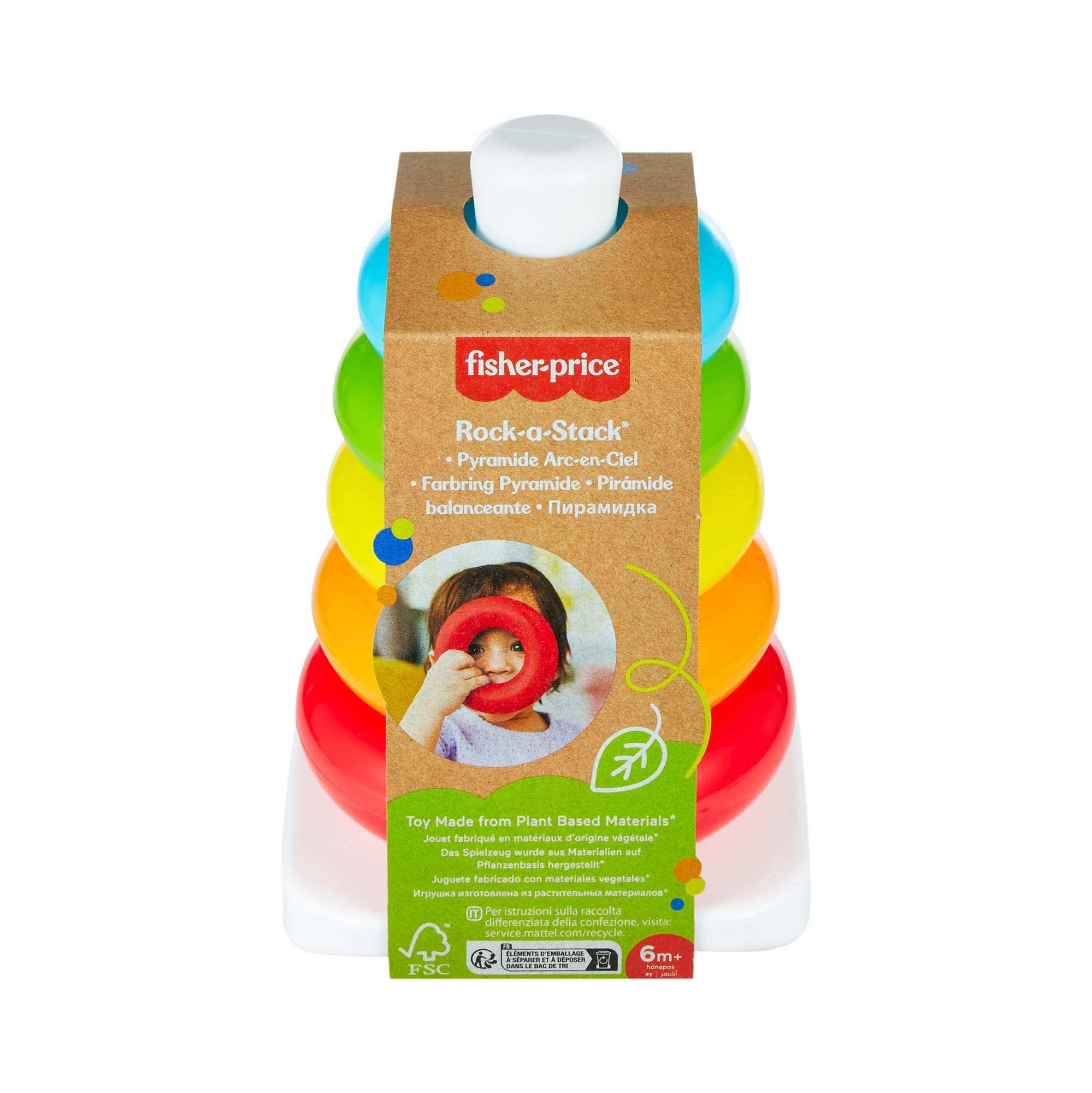 Fisher-Price Rock-a-Stack Baby Toy - 5 Colorful Rings, Roly-Poly Base | Ages 6M+ 6