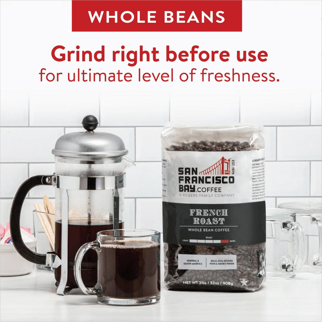 San Francisco Bay French Roast Whole Bean Coffee 908g - Dark Roast Arabica