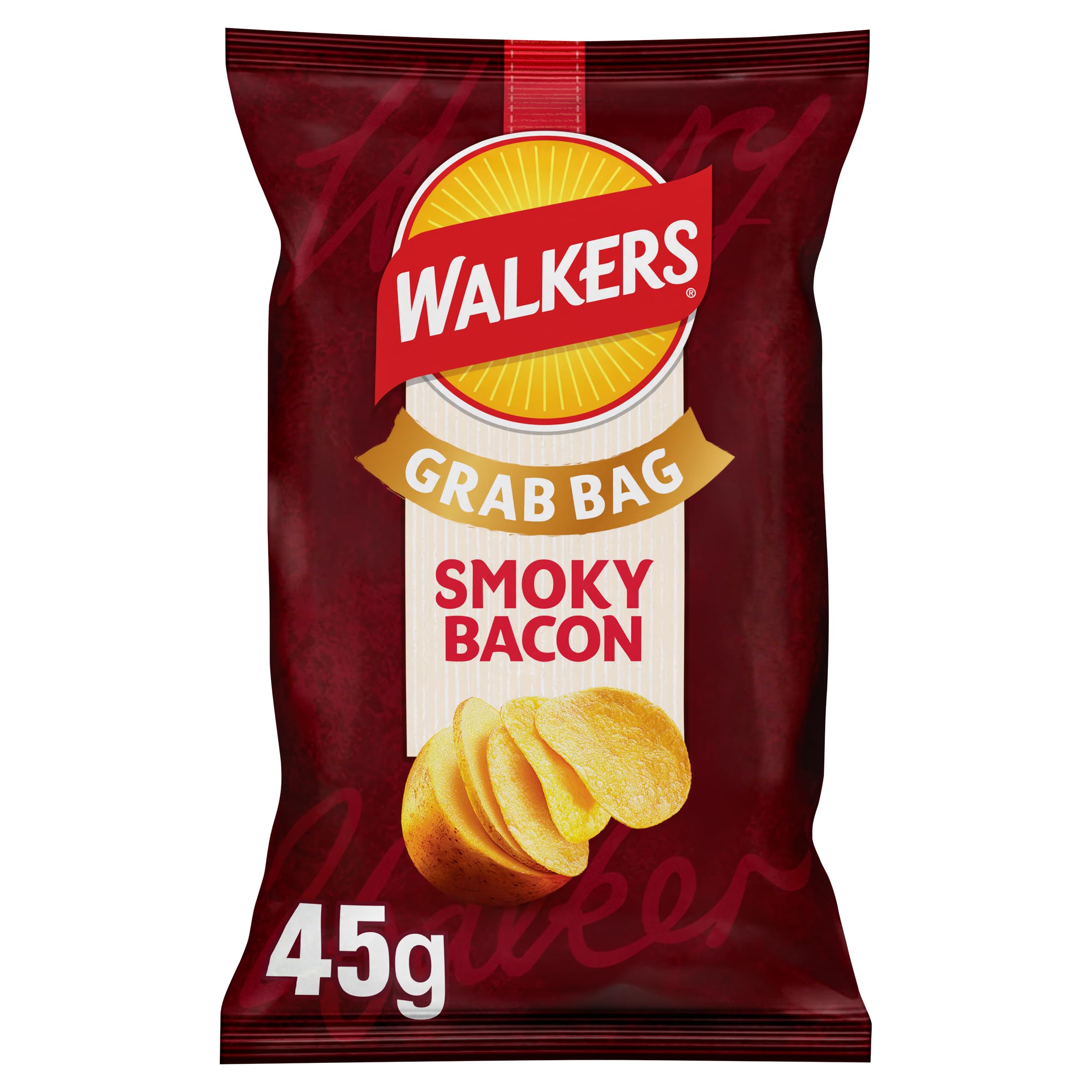 Walkers Smoky Bacon Crisps - 45g Single Bag | Case of 32 | Vegetarian